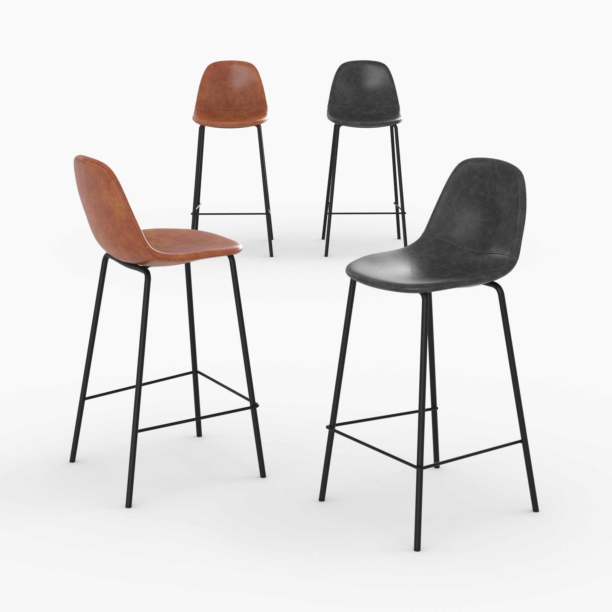 MAISON PAVANE Pack 4 chaises pour îlot central camel et grises/noires 65 cm-henrik