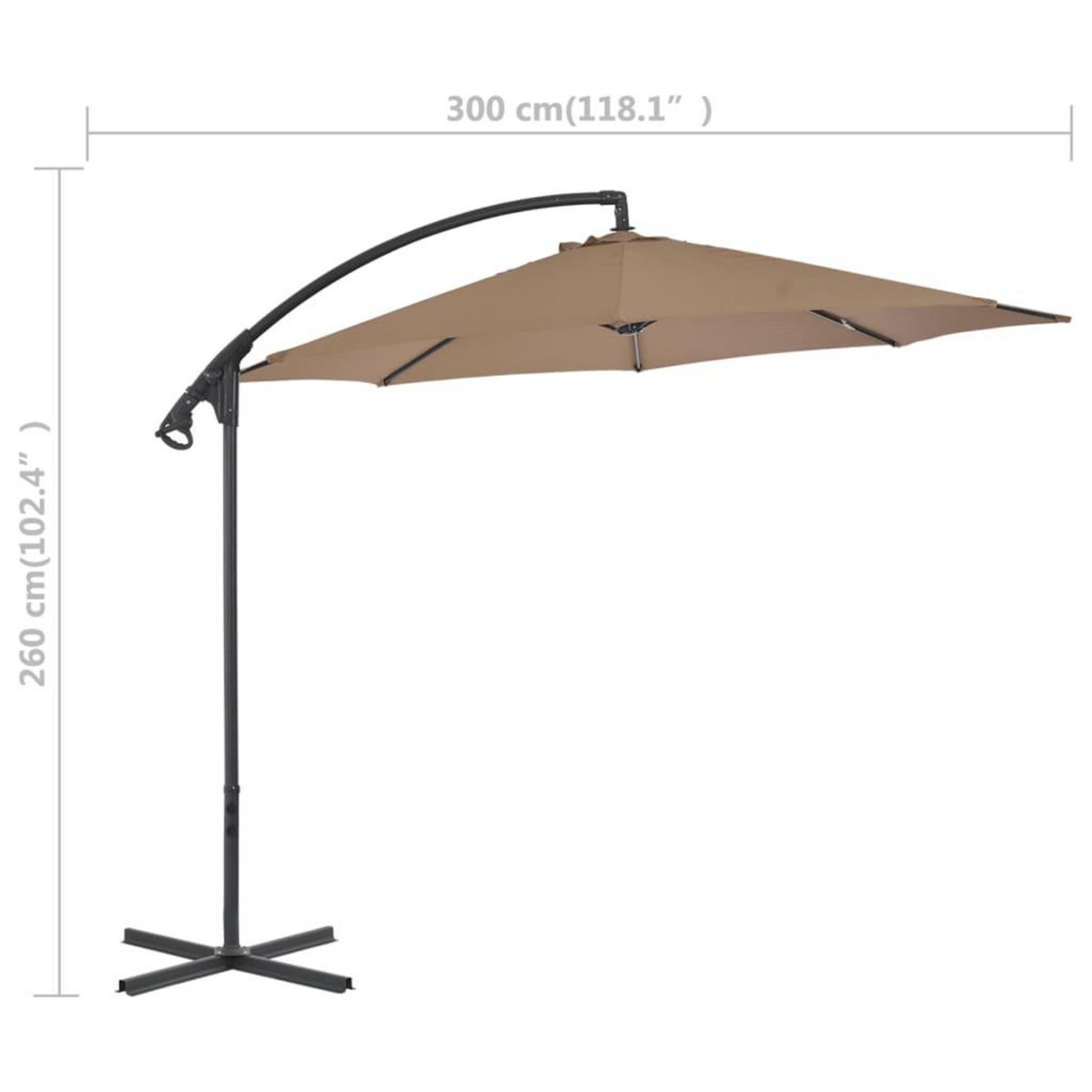 VIDAXL Parasol de jardin en porte-a-feux avec poteau en acier taupe