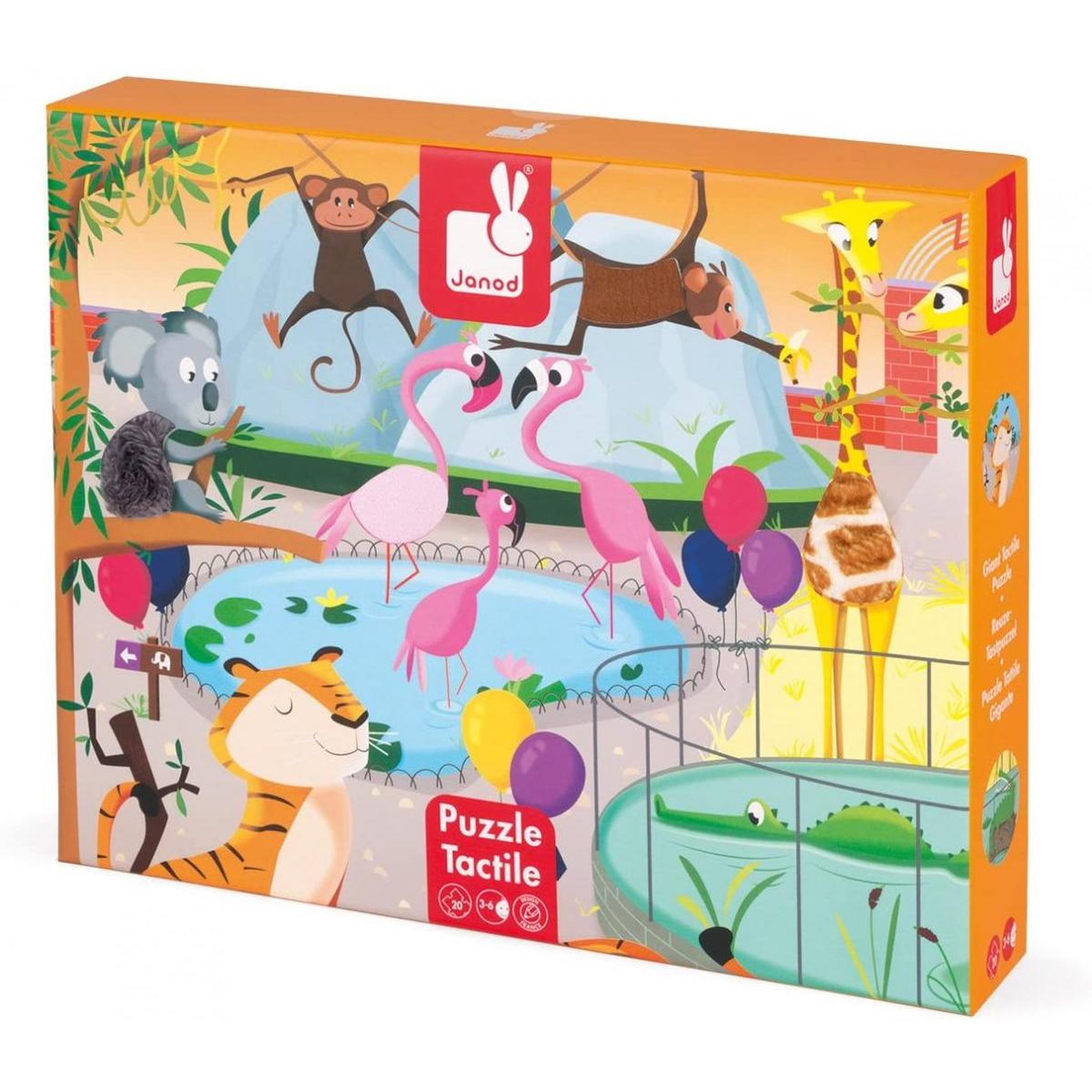 Voir la diapositive 2 : JANOD Puzzle tactile une journee au zoo