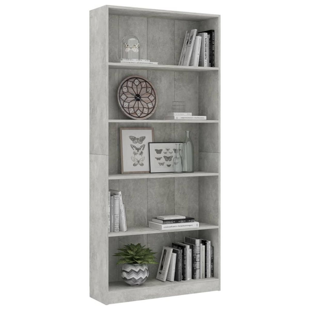 VIDAXL Bibliotheque a 5 niveaux Gris beton 80x24x175cm Bois ingenierie