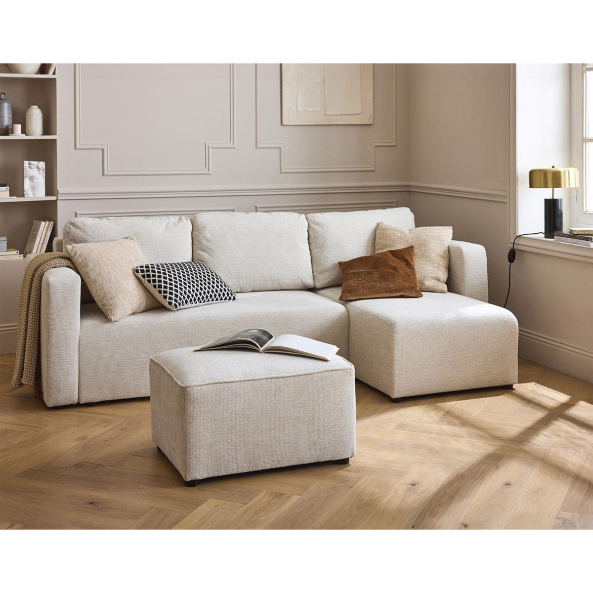 BEST MOBILIER Canopy - pouf - en tissu texturé