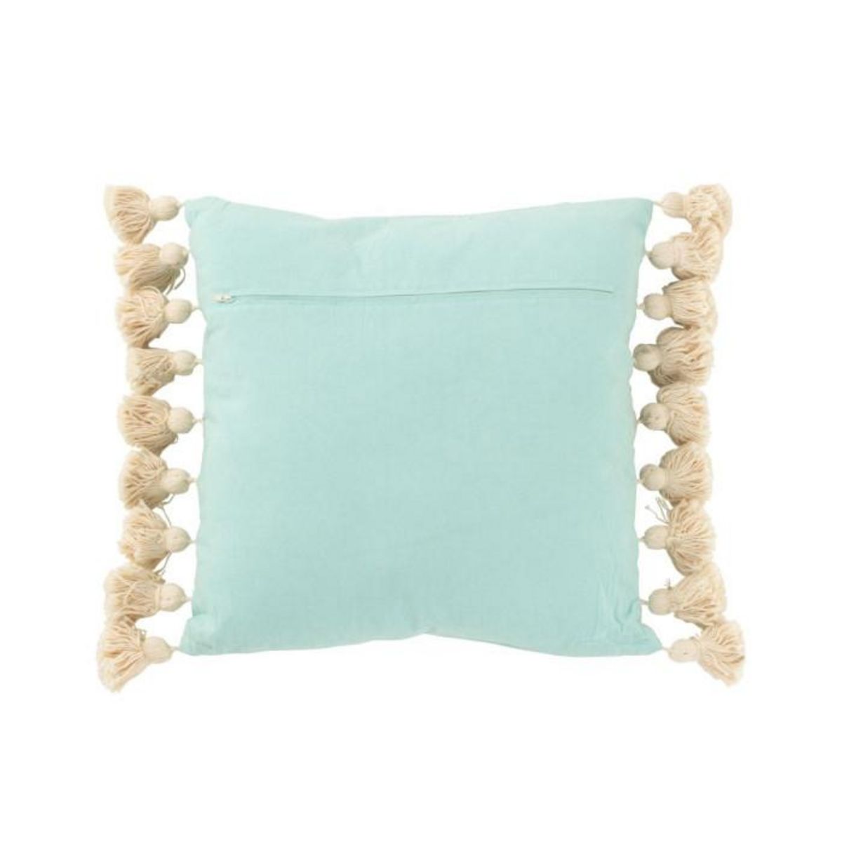 Paris Prix Coussin Déco Avec Pompons  Maura  45x45cm Bleu Cyan