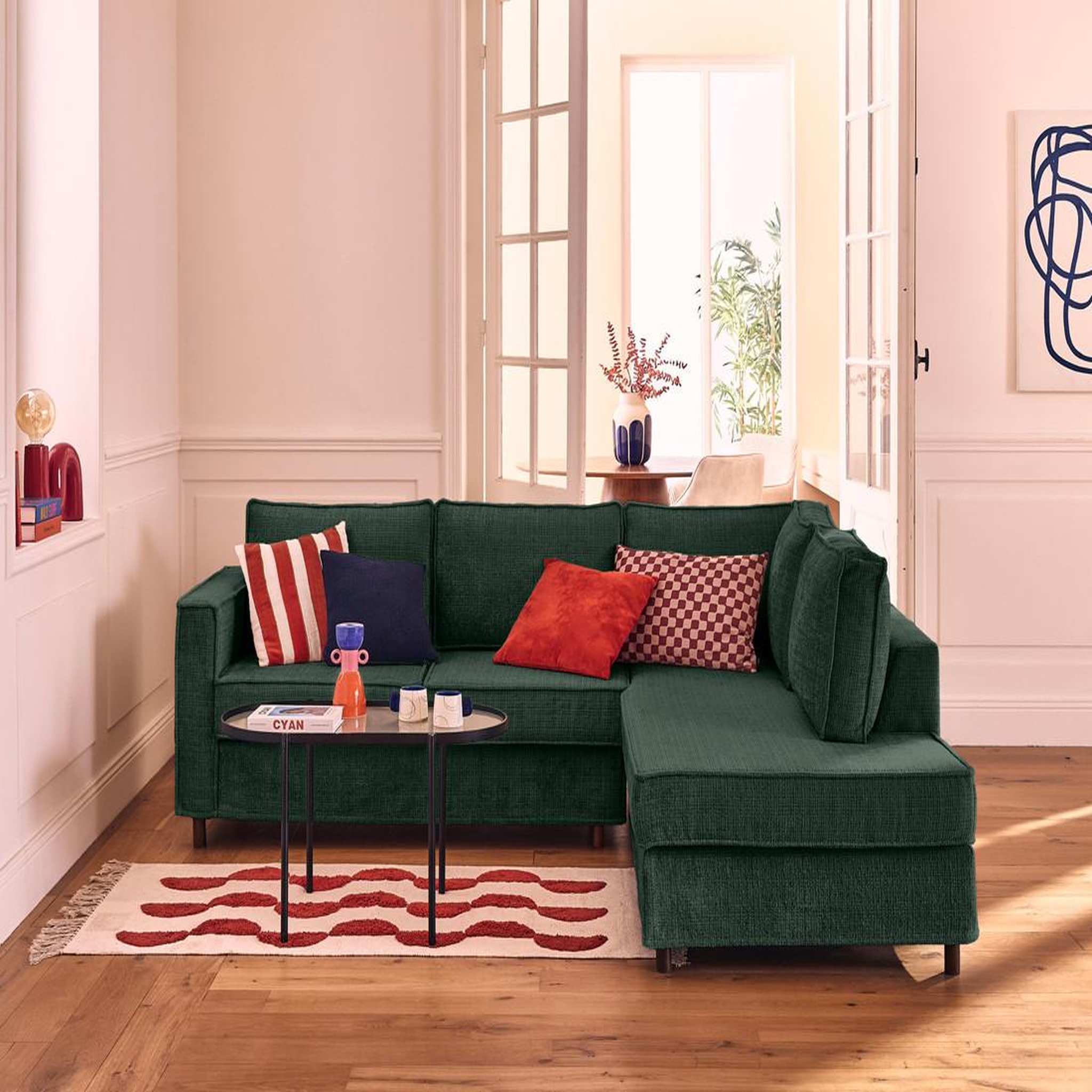 Voir la diapositive 1 : LISA DESIGN Jake - canapé déhoussable d'angle droit 5 places en velours texturé