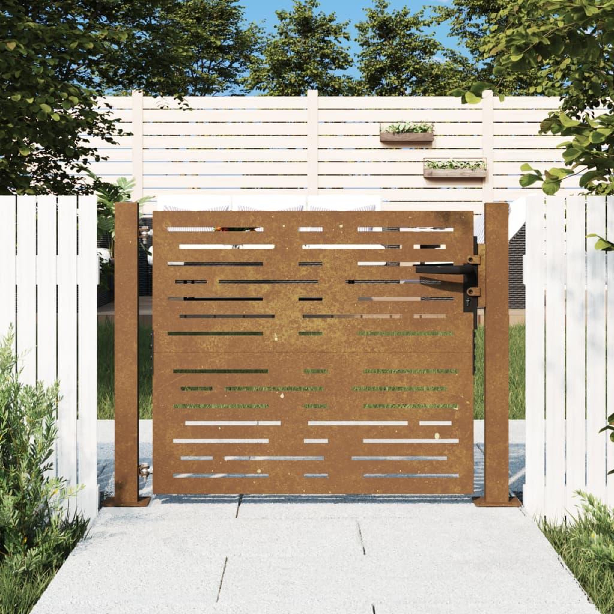 VIDAXL Portail de jardin 105x80 cm acier corten conception de carre