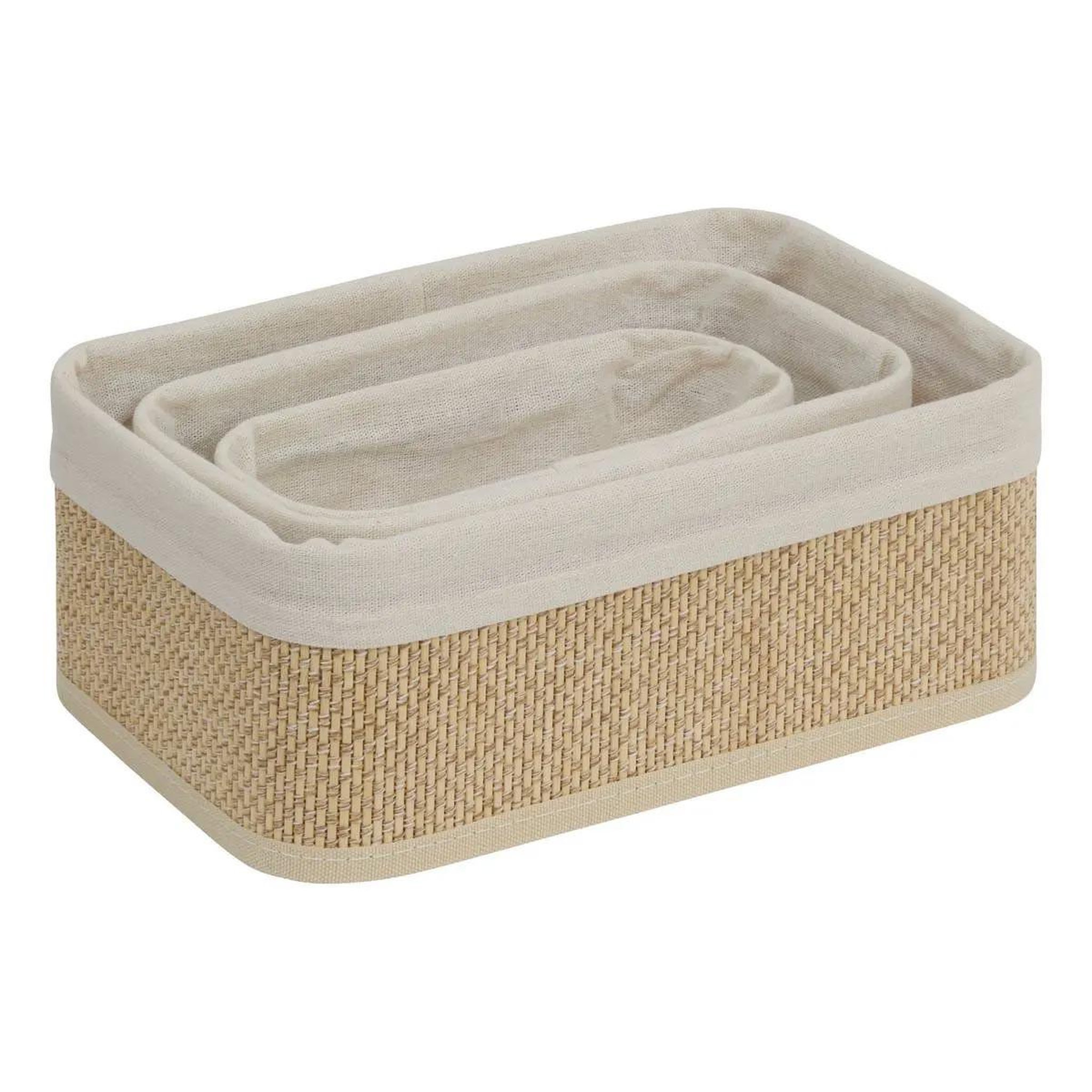 Voir la diapositive 2 : FIVE Lot de 3 paniers en bambou  stemy  31cm beige