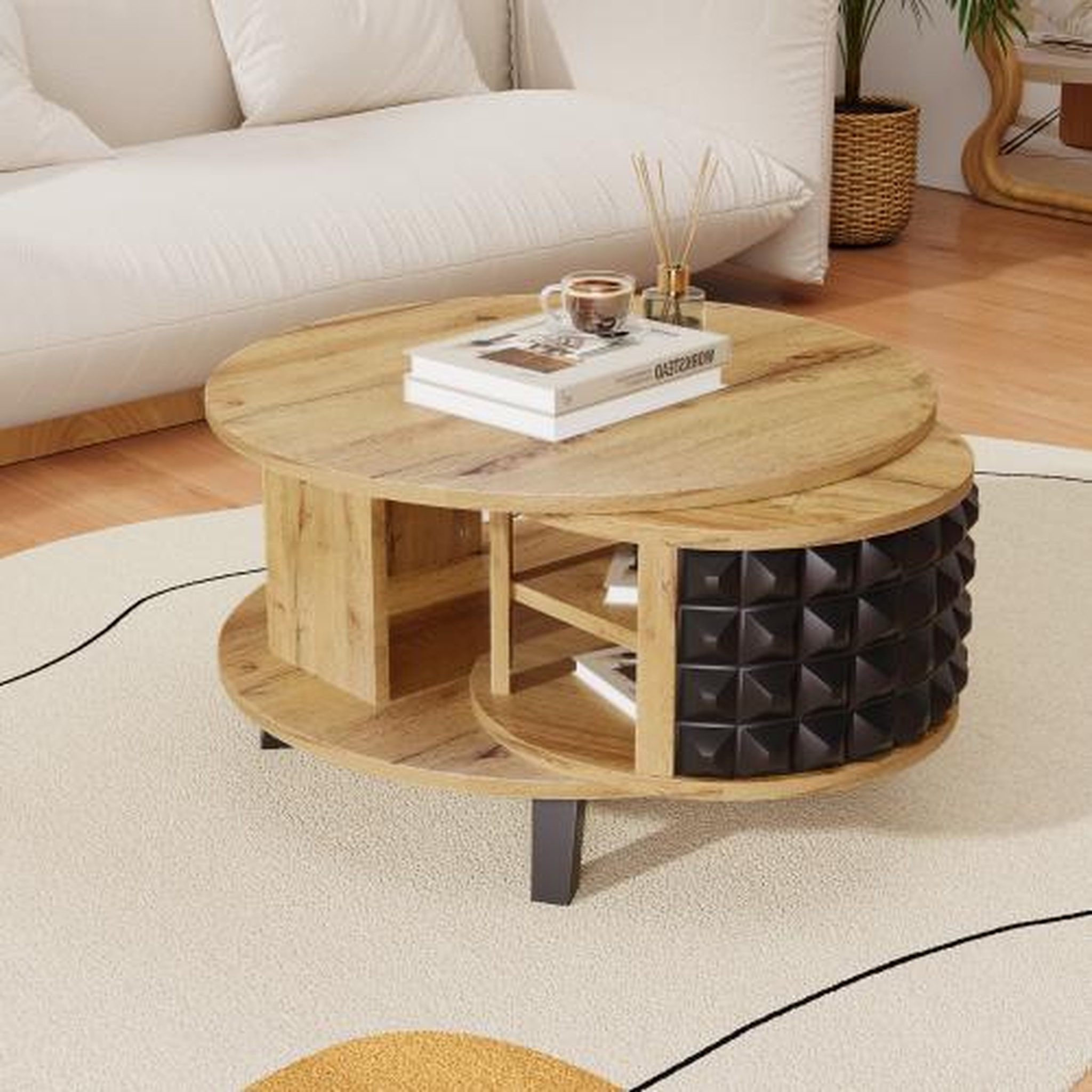 Voir la diapositive 4 : MERAX Table basse ronde naturel - 80x85,2 cm panneau de particules