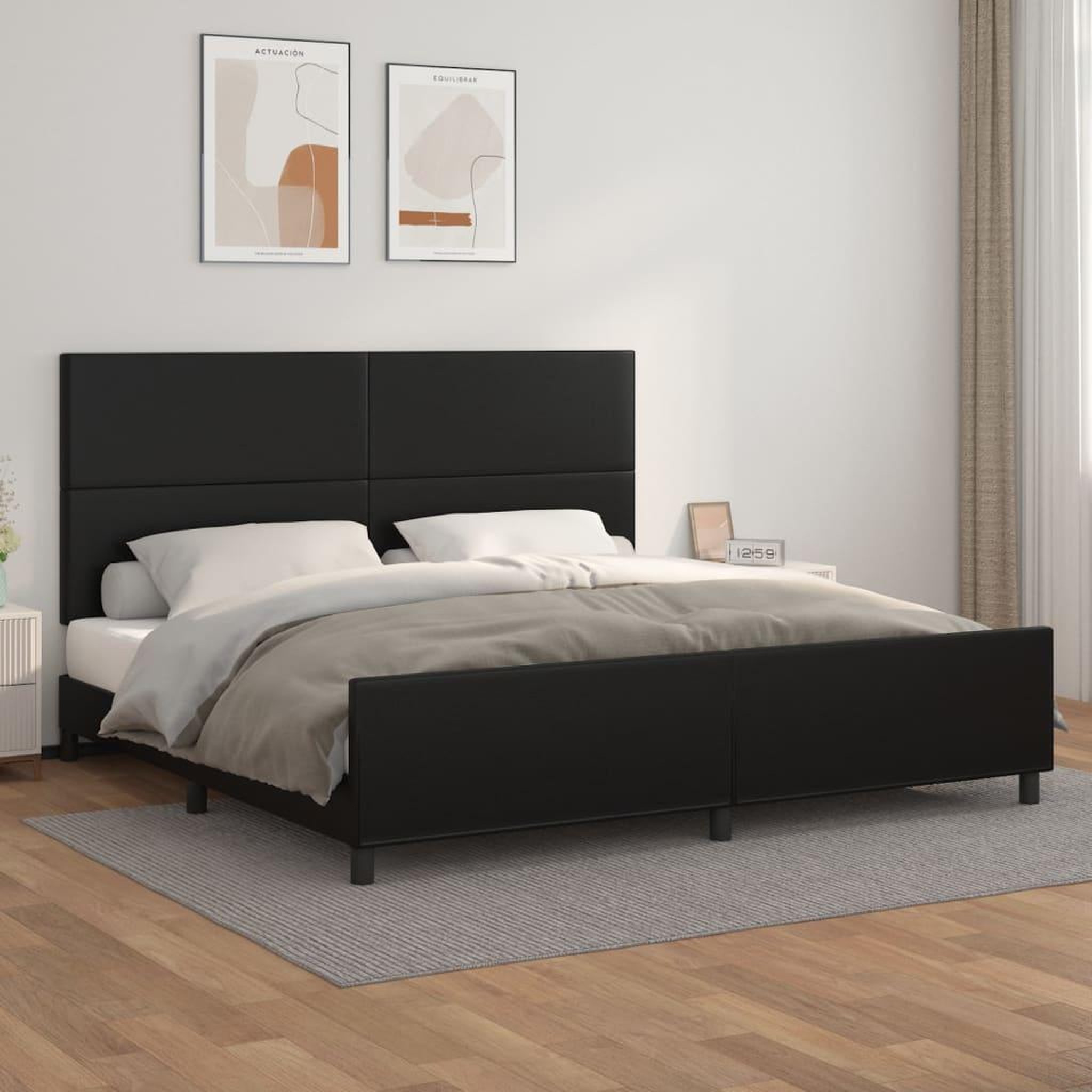 Voir la diapositive 1 : VIDAXL Cadre de lit sans matelas noir 200x200 cm similicuir