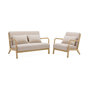 Voir la diapositive 1 : SWEEEK Banquette 2 places + Fauteuil en bois et tissu beige