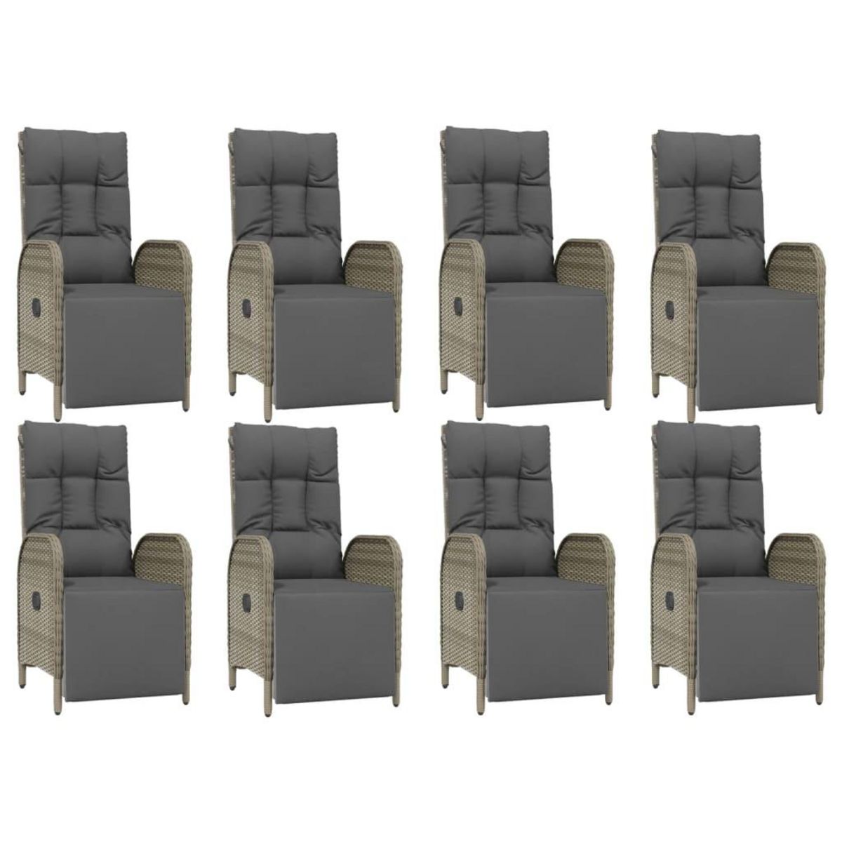 VIDAXL Ensemble a manger de jardin 9 pcs coussins gris resine tressee