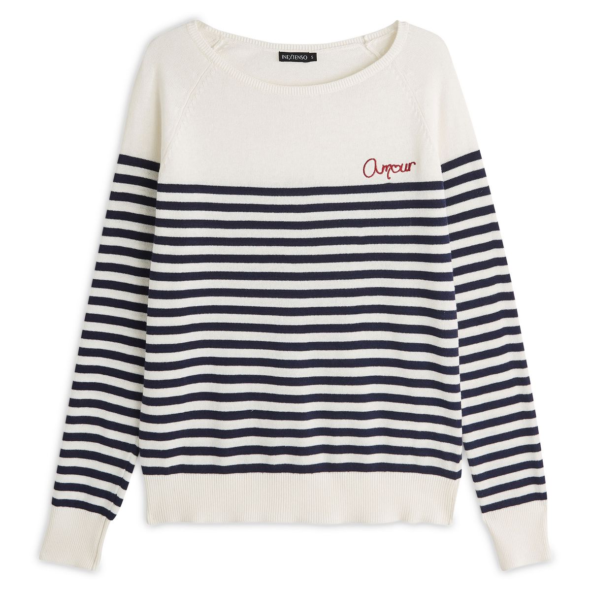 IN EXTENSO Pull marinière coton bio écru femme