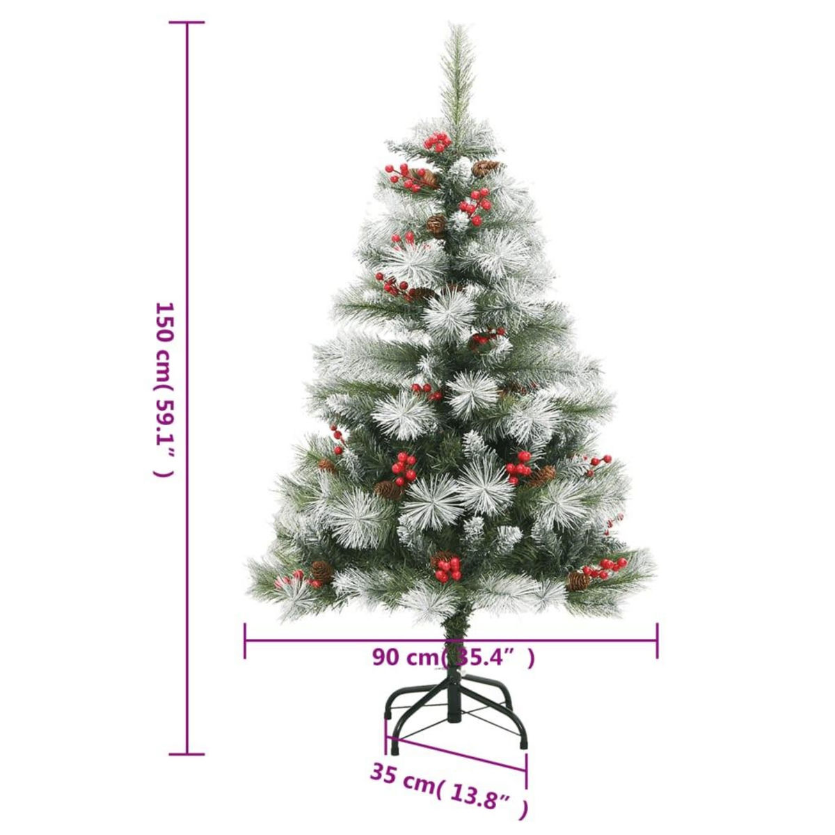 VIDAXL Sapin de Noël artificiel avec pommes de pin et baies 150 cm