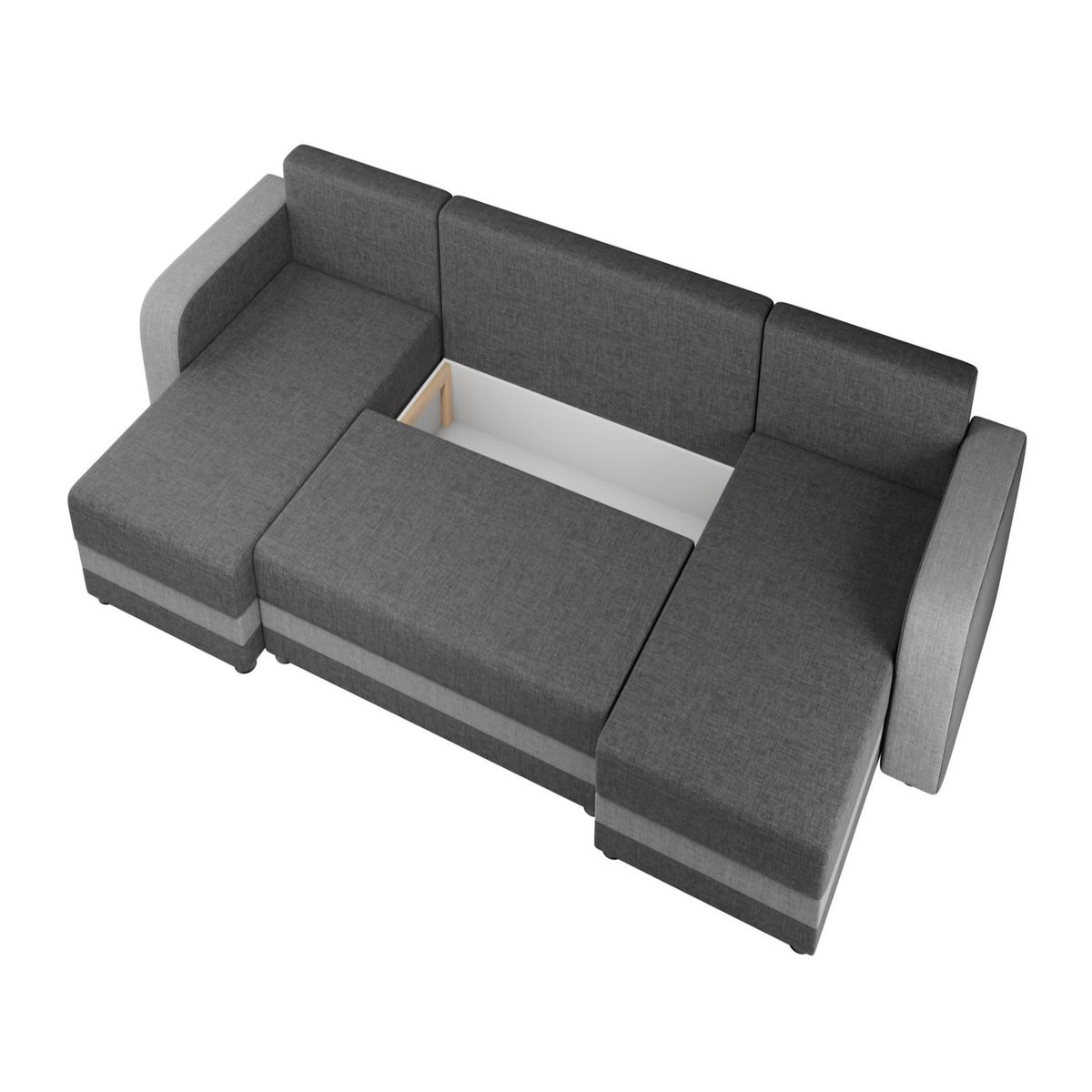 BEST MOBILIER Harvey - canapé panoramique en u 7 places convertible avec coffre en tissu bicolore
