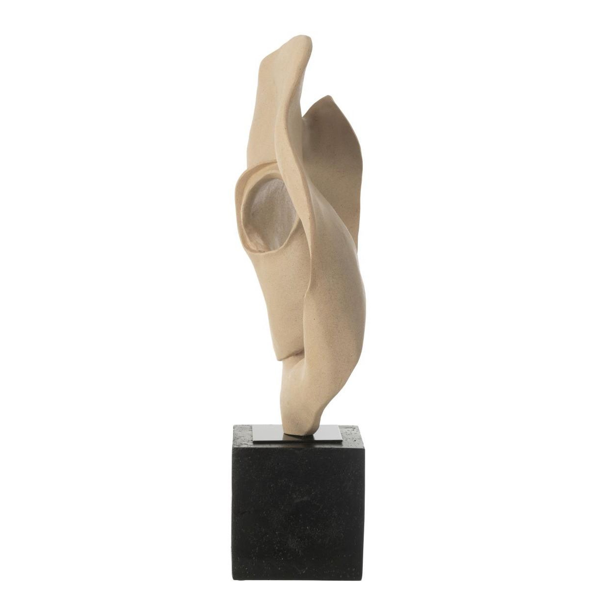 Voir la diapositive 3 : J-LINE Déco sur socle en résine  abstrait  60cm beige