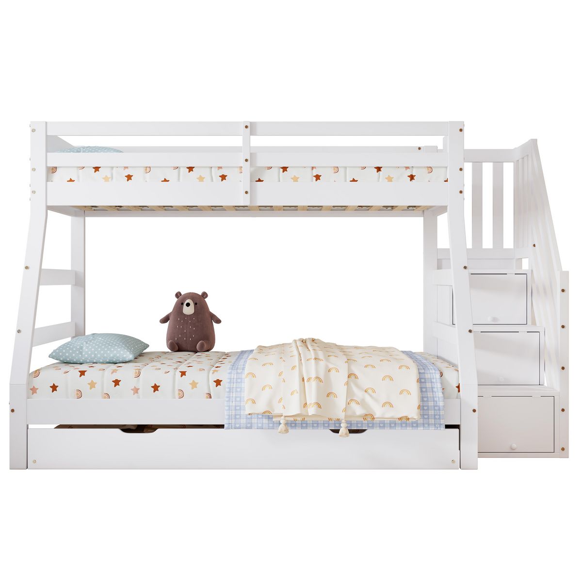 MERAX Lit superposé 90x200(120x200)cm bois et mdf coloris blanc