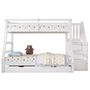 Voir la diapositive 1 : MERAX Lit superposé 90x200(120x200)cm bois et mdf coloris blanc
