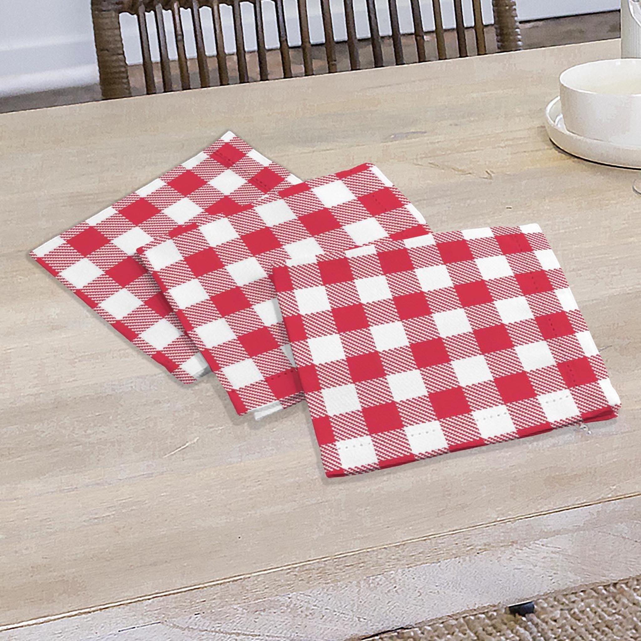 SOLEIL D'OCRE Lot de 3 serviettes en coton 45x45 cm VICHY, par Soleil d'Ocre