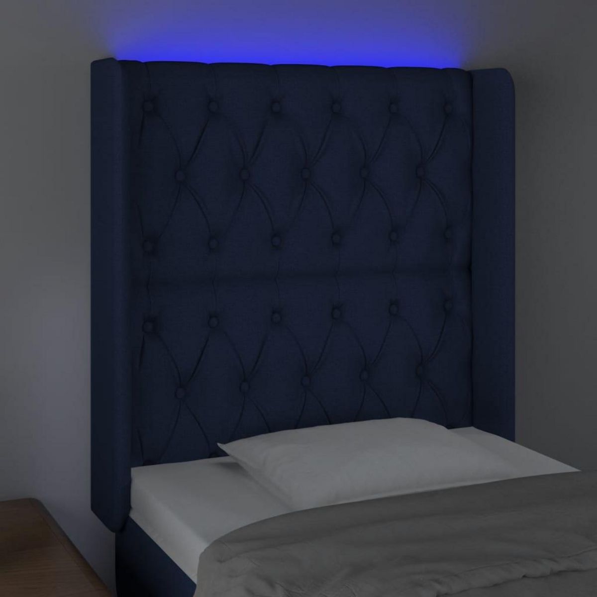VIDAXL Tete de lit a LED Bleu 83x16x118/128 cm Tissu