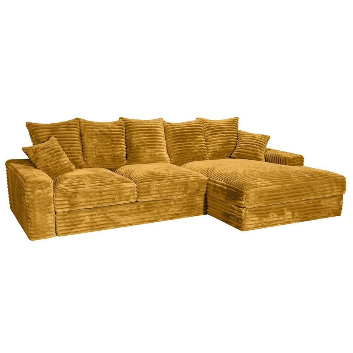 LISA DESIGN Andy - canapé d'angle droit 5 places en fausse fourrure côtelée