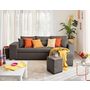 Voir la diapositive 1 : BEST MOBILIER California - canapé d'angle réversible 4 places - convertible avec coffre, étagère et poufs - en velours texturé