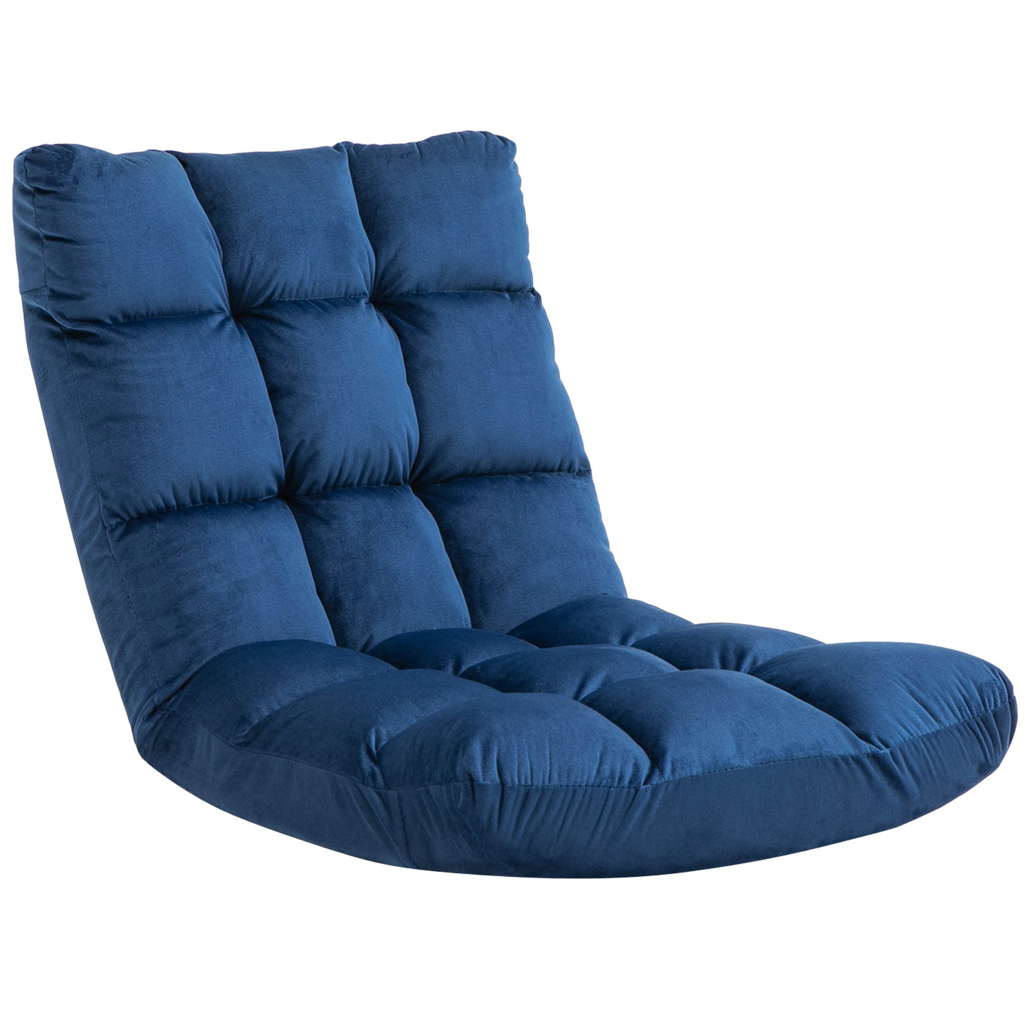 Voir la diapositive 1 : HOMCOM Fauteuil convertible fauteuil paresseux grand confort inclinaison dossier multipositions 90°-180° flanelle polyester capitonné bleu roi
