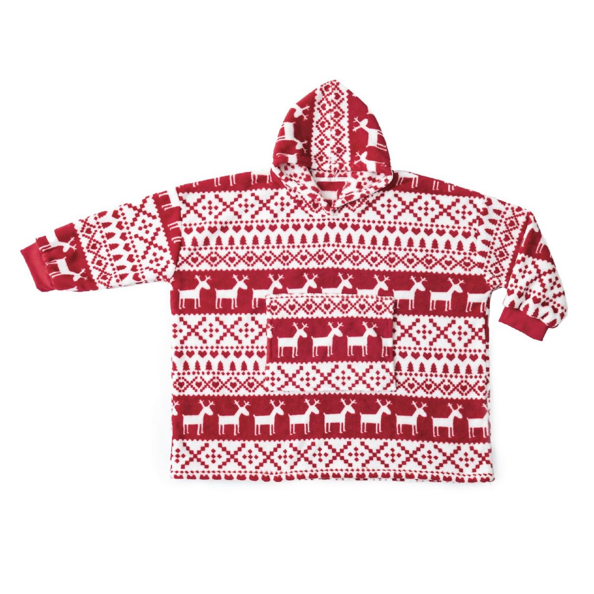 ACTUEL Poncho junior double face flanelle/sherpa imprimé carreaux 