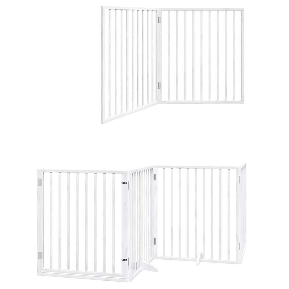 VIDAXL Barriere pour chien porte pliable 8panneaux blanc bois peuplier