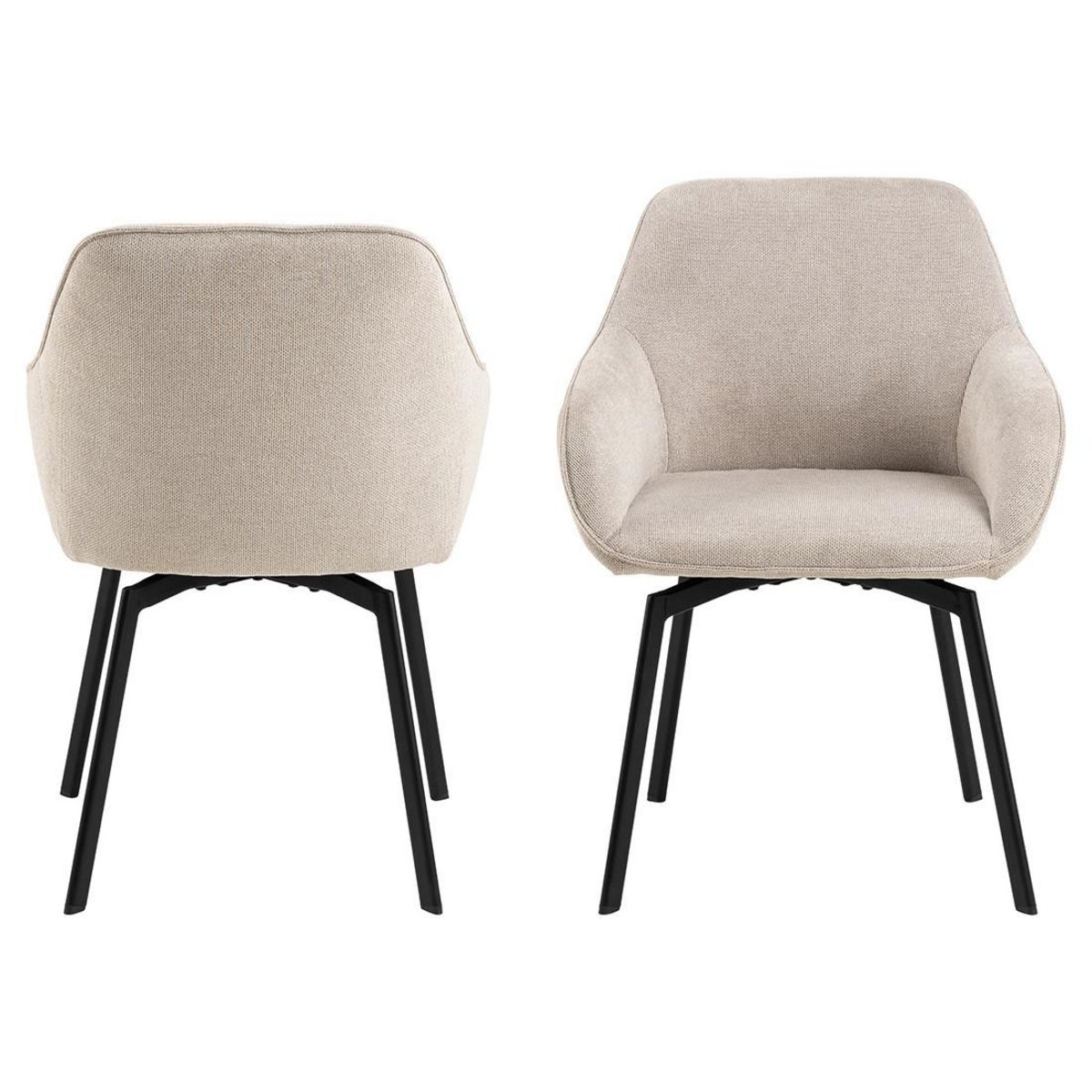 LISA DESIGN Juno - lot de 2 chaises pivotantes - pieds en acier - en tissu