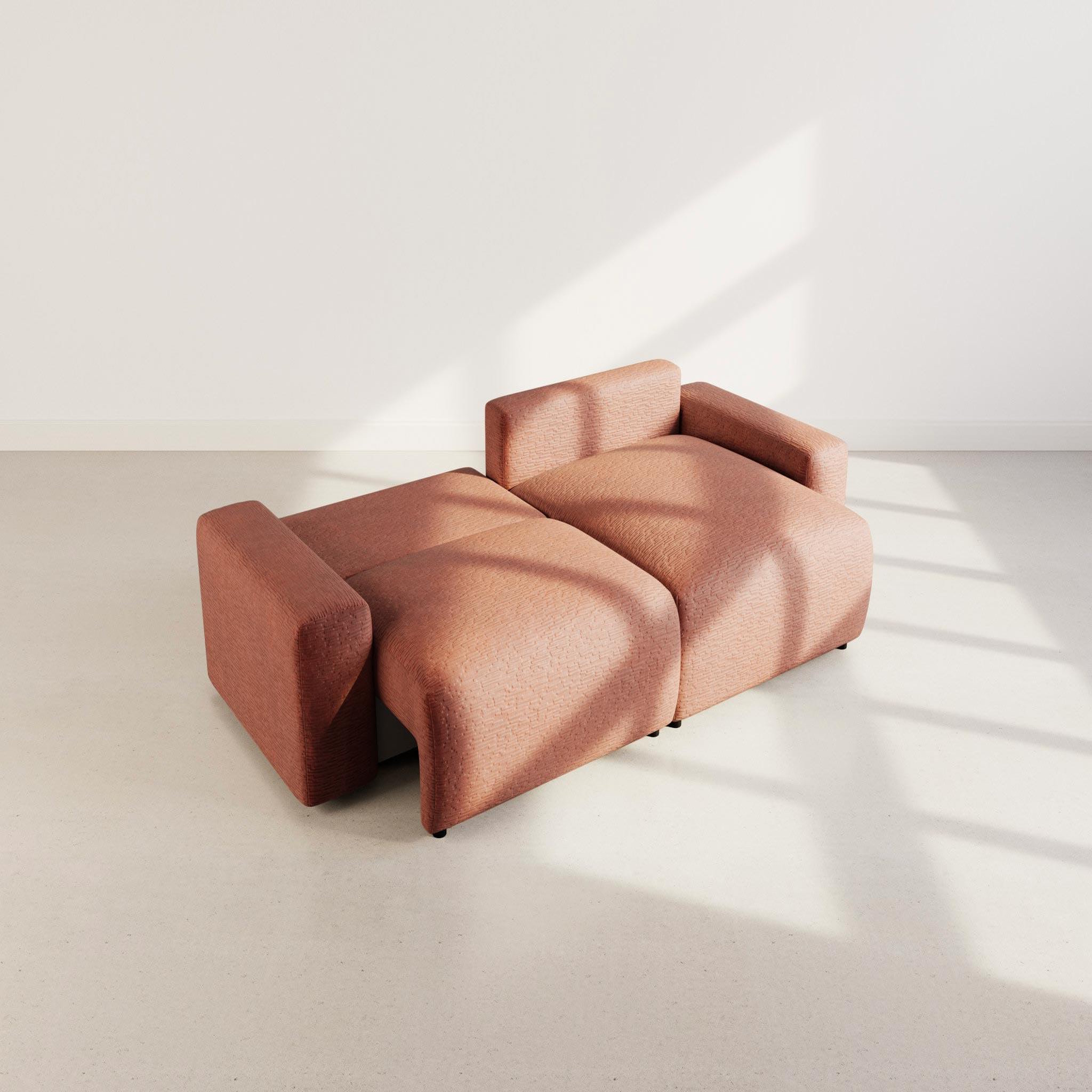 Voir la diapositive 3 : BEST MOBILIER Constance - canapé d'angle réversible 4 places convertible avec coffre en velours gaufré