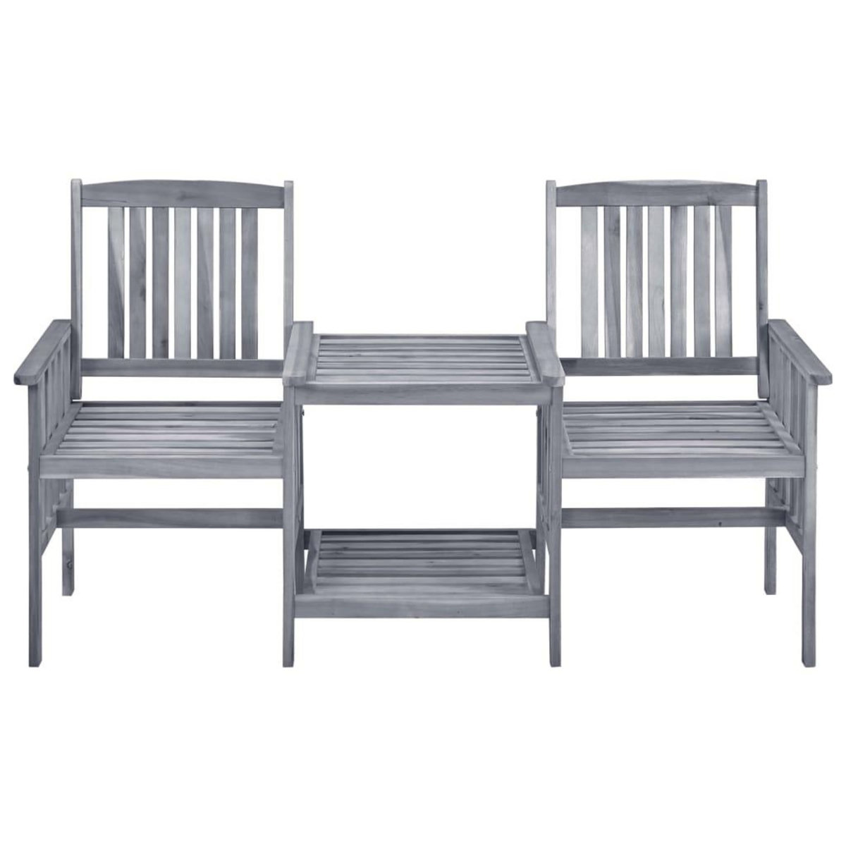 VIDAXL Chaises de jardin avec table a the et coussins Acacia solide