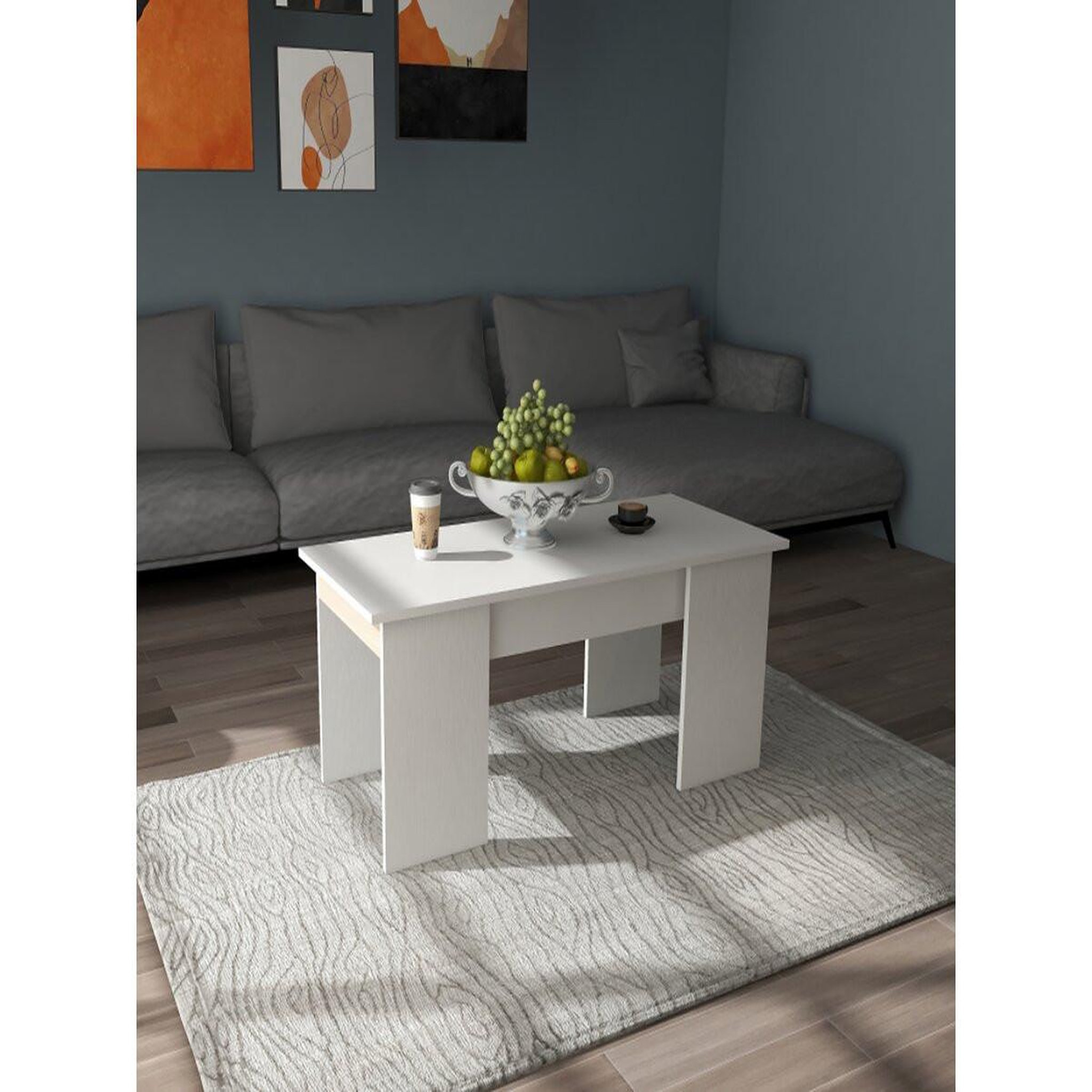 Voir la diapositive 2 : Habitat et Jardin Table basse  Diana  - 102 x 50 x 43 cm - Blanc