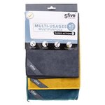 FIVE Lot de 3 Chiffons  Microfibre  30x40cm Multicolore