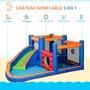 Voir la diapositive 4 : OUTSUNNY Château gonflable enfant - toboggan, trampoline, piscine - gonfleur, sac de transport inclus - dim. 3,8L x 3,4l x 1,7H m - polyester multicolore