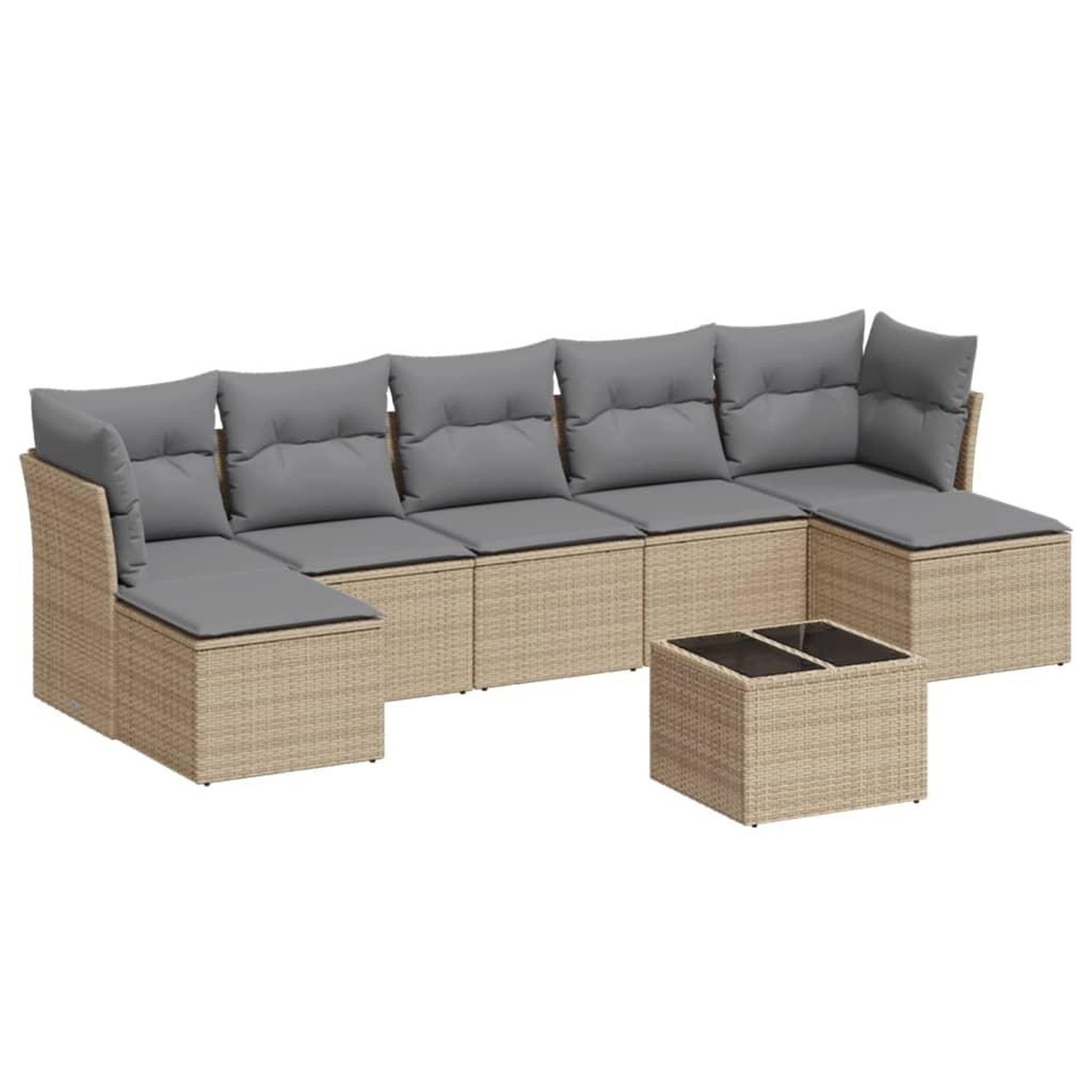 Voir la diapositive 2 : VIDAXL Salon de jardin avec coussins 8 pcs beige resine tressee