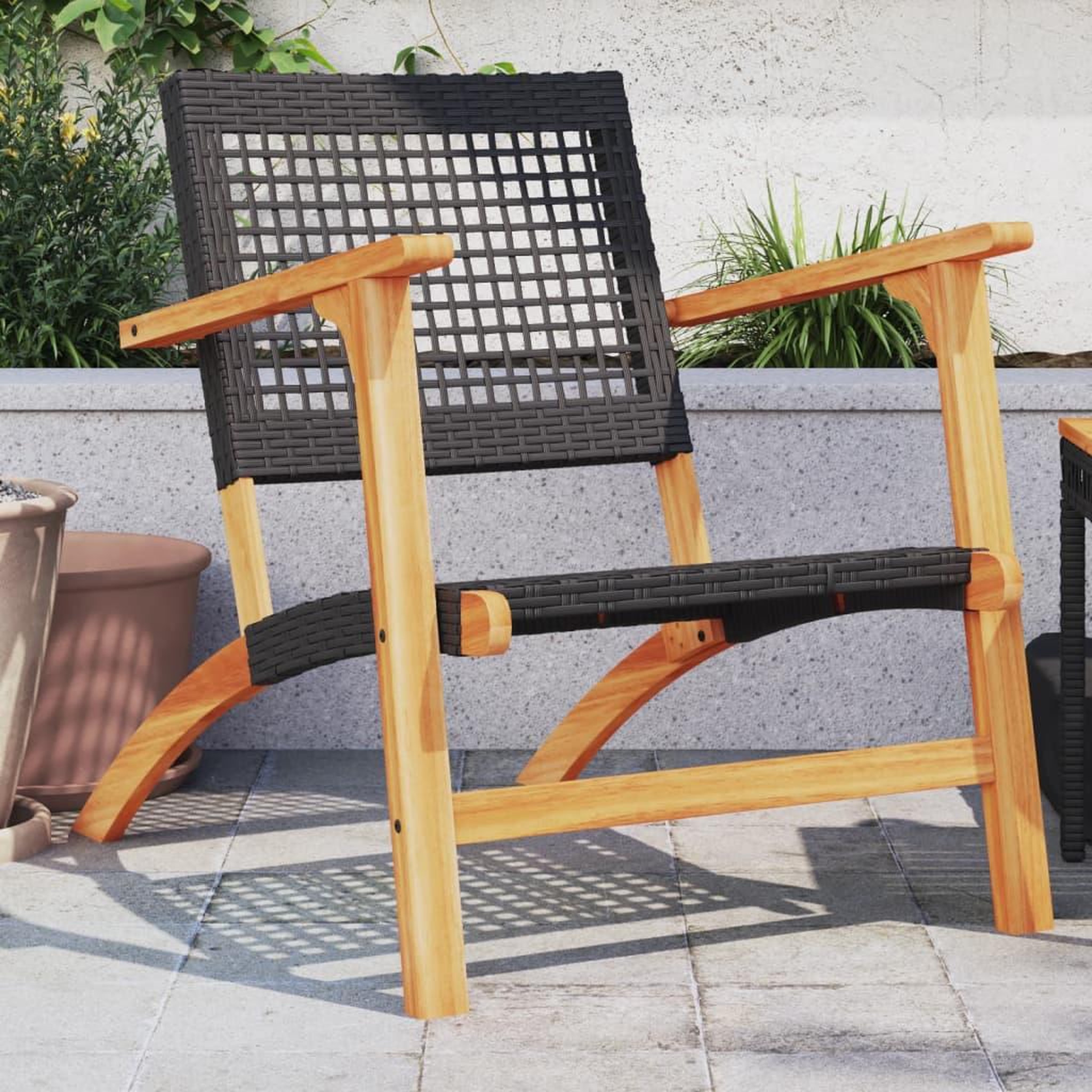 VIDAXL Chaises de jardin lot de 2 noir resine tressee et bois d'acacia