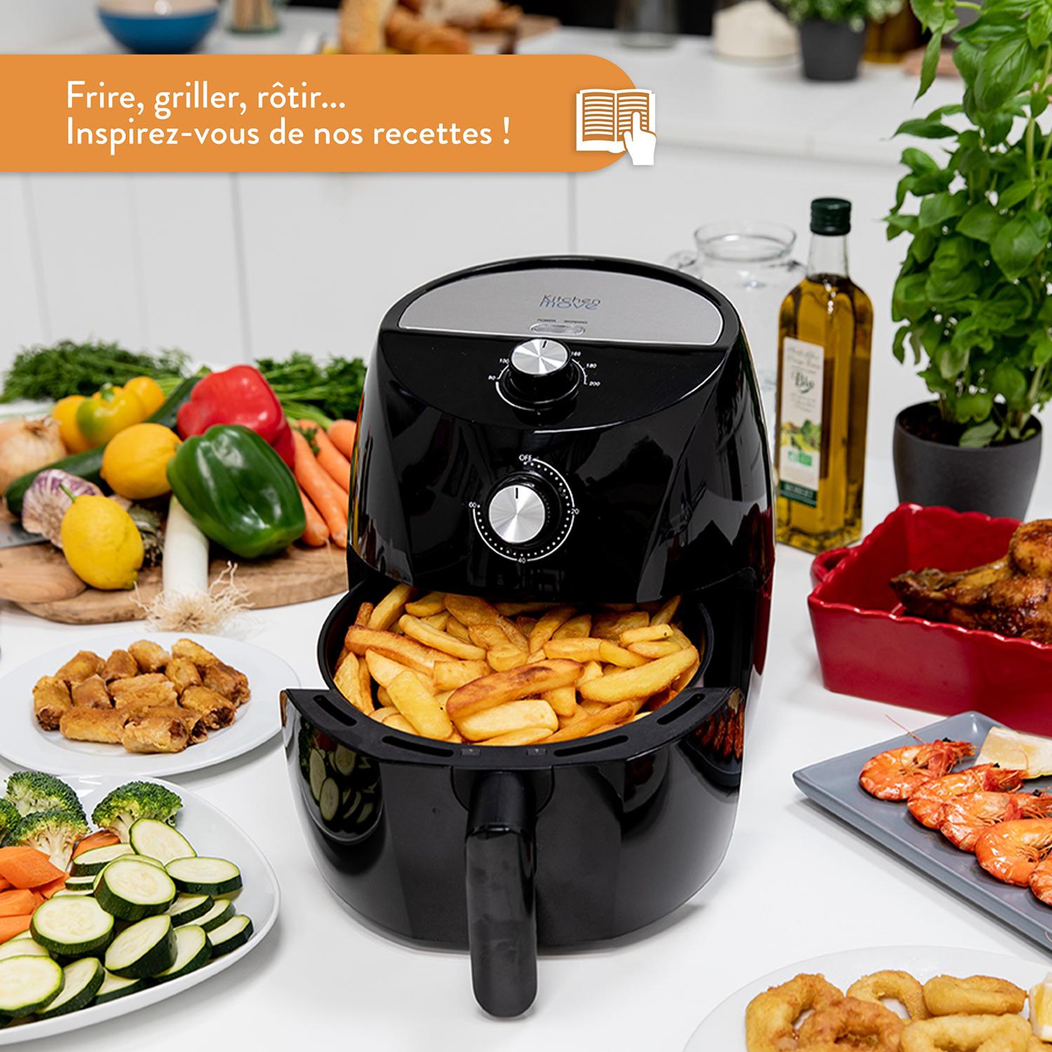 Voir la diapositive 3 : Kitchen move Friteuse sans huile 3.5l 1400w - bat-611