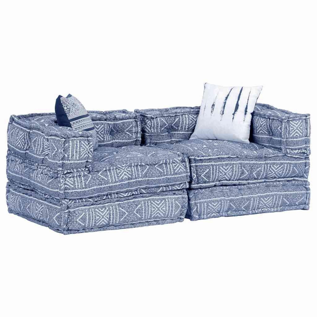 VIDAXL Pouf modulaire a 2 places Indigo Tissu