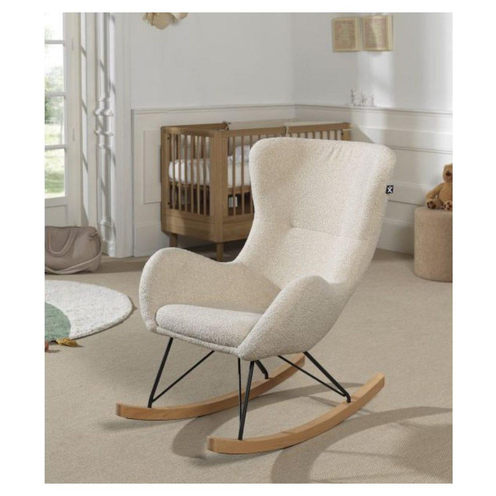 Voir la diapositive 3 : Paris Prix Fauteuil à bascule bouclette  rocky  101cm beige