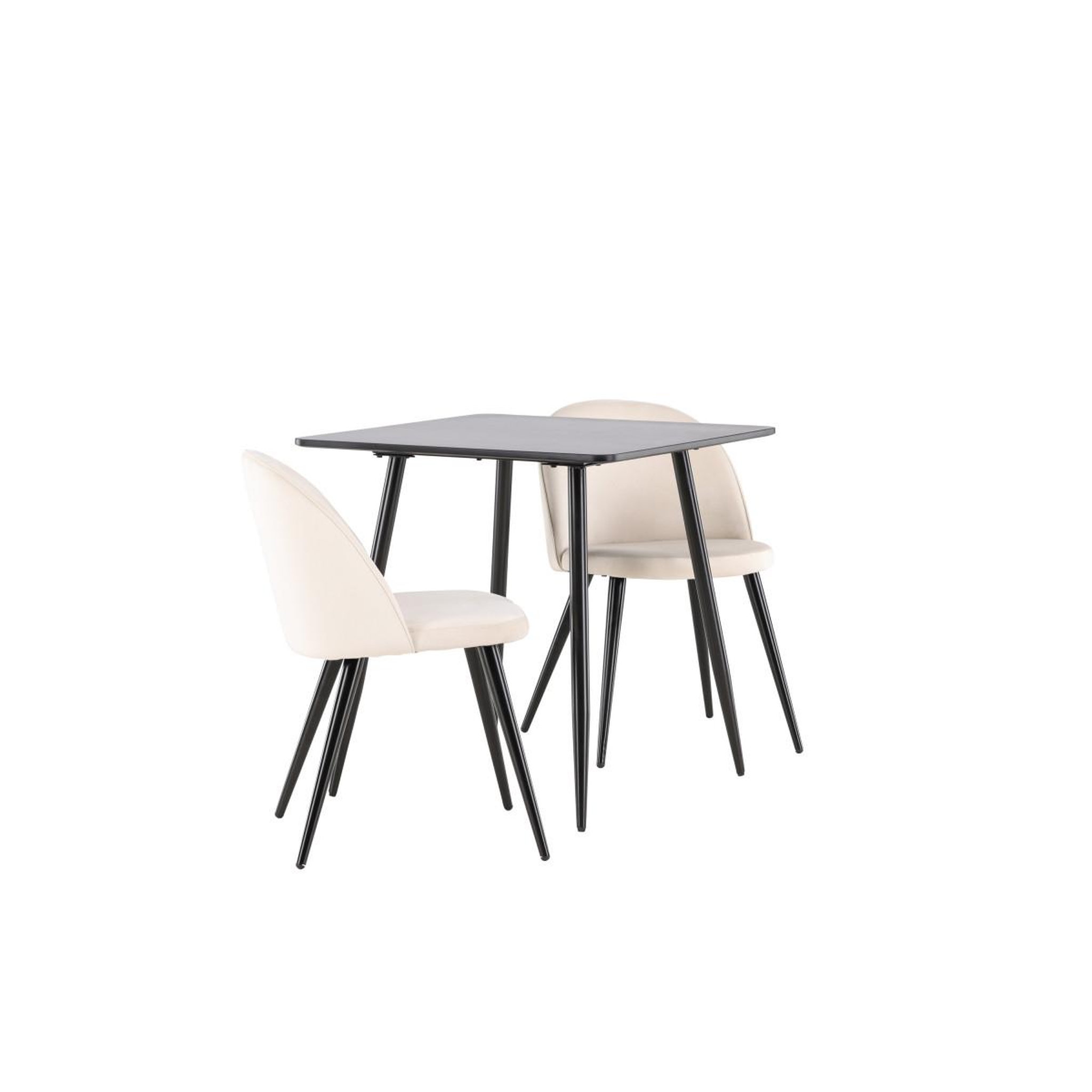 Voir la diapositive 3 : Paris Prix Ensemble table à manger & 2 chaises  polar & velvet  75cm noir & beige