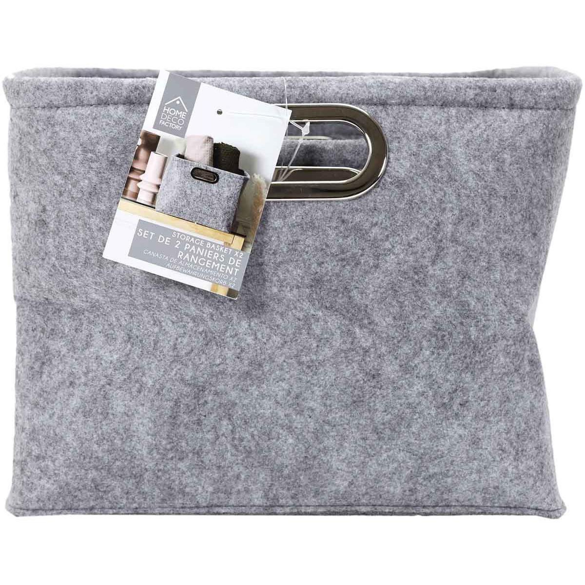Voir la diapositive 6 : The Home Deco Factory Lot de 2 Paniers de Rangement  Anses  40cm Gris