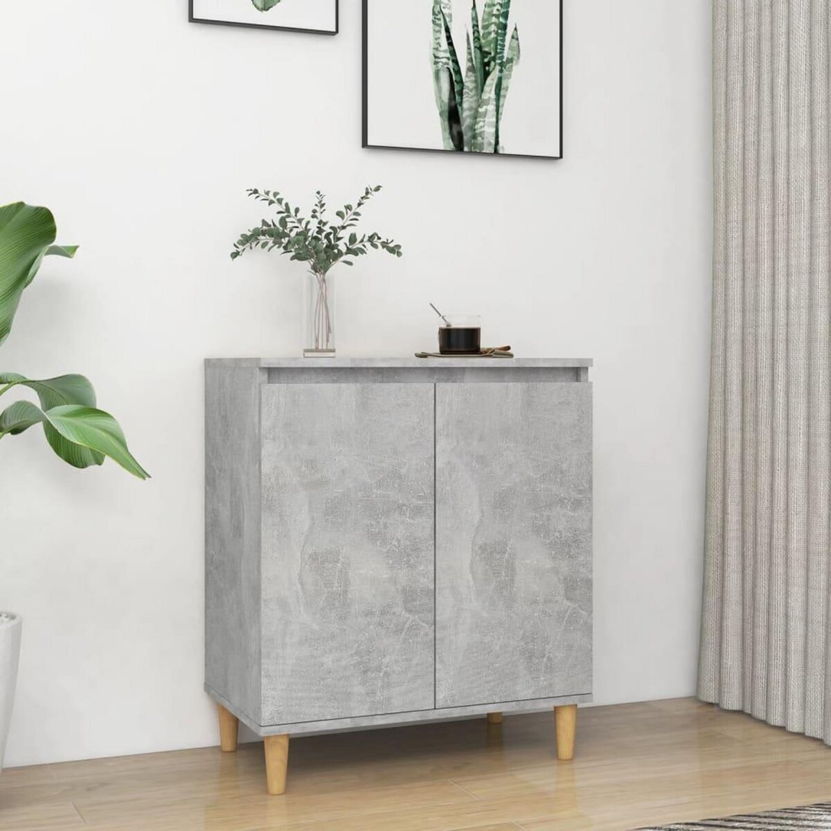VIDAXL Buffet avec pieds en bois Gris beton bois d'ingenierie