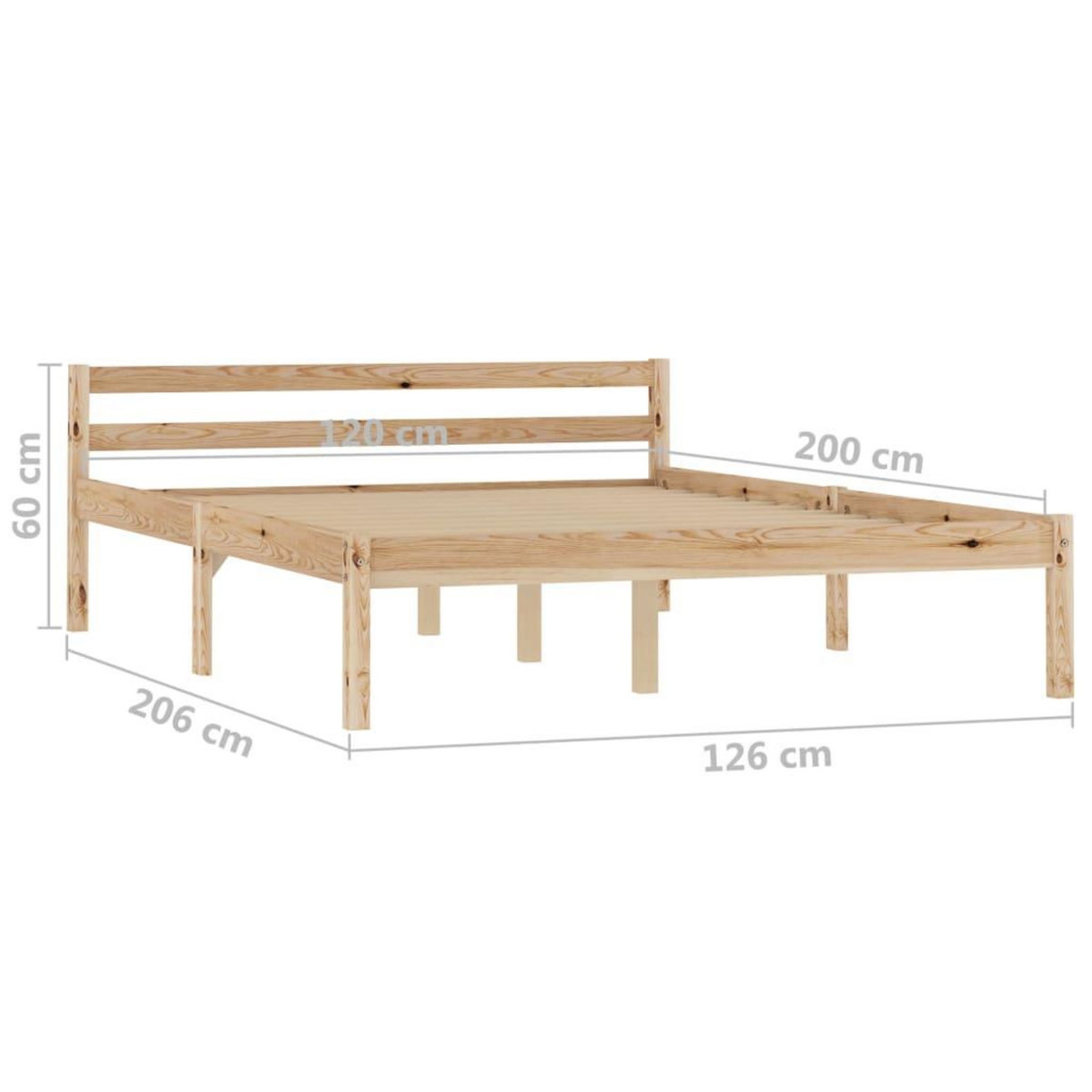 VIDAXL Cadre de lit sans matelas bois de pin massif 120x200 cm