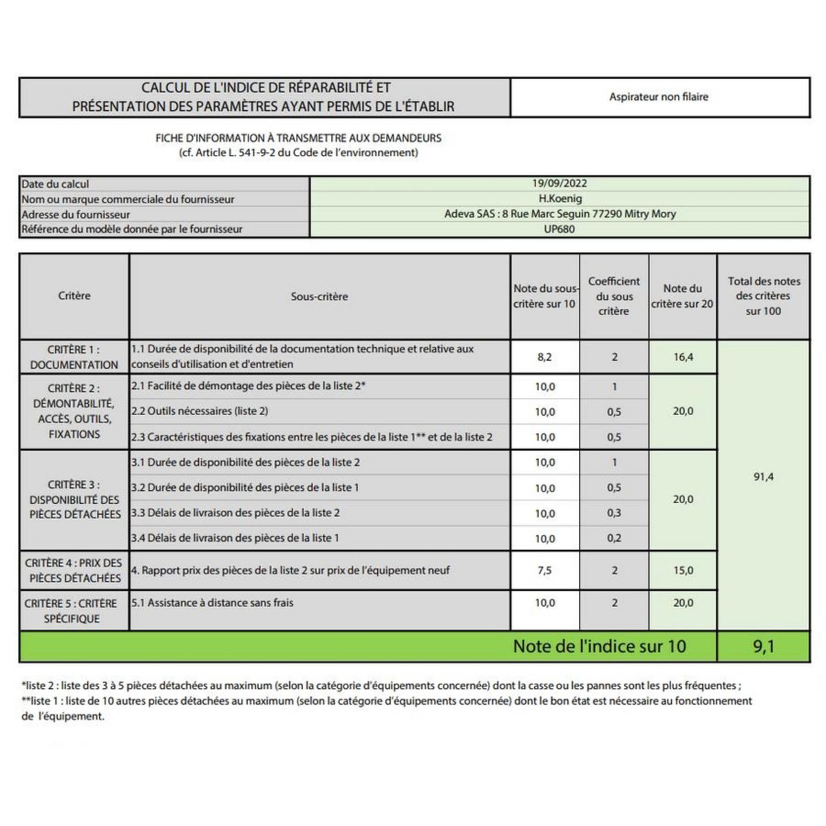 H.Koenig Aspirateur balai rechargeable 22.2v - up680