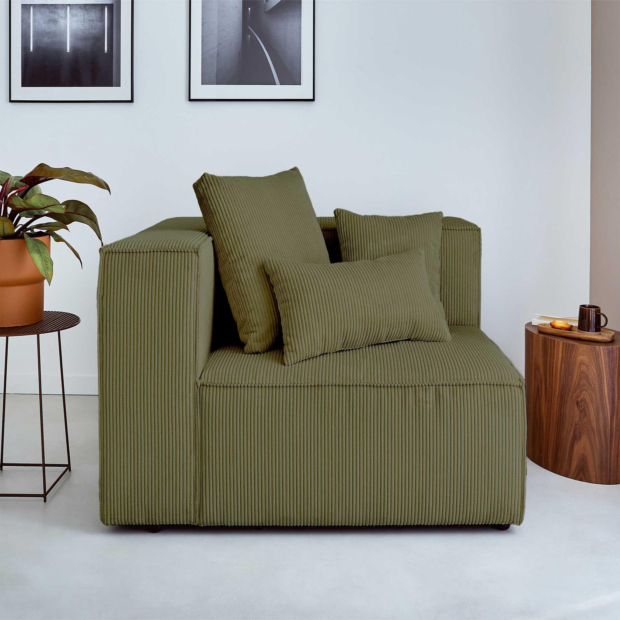 Voir la diapositive 2 : BEST MOBILIER Colombine - module d'assise gauche - en velours côtelé