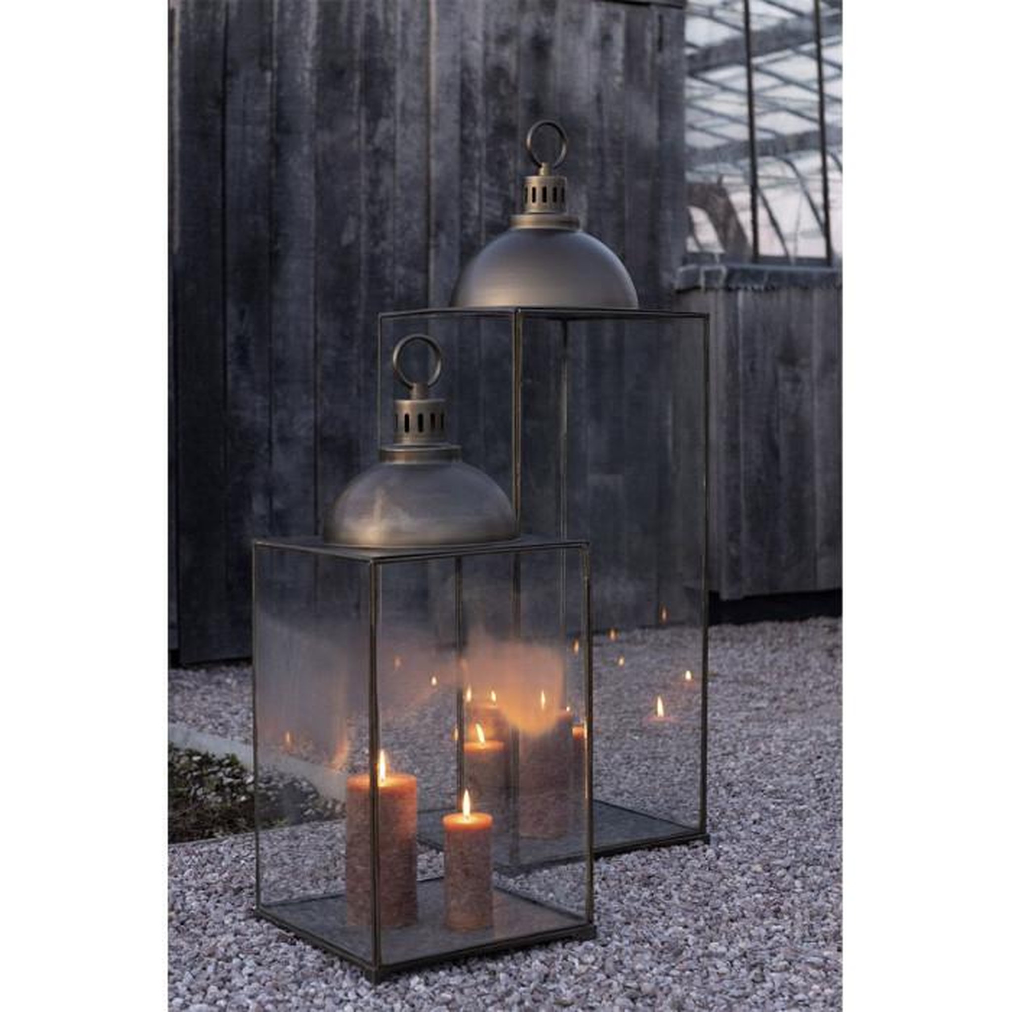 Voir la diapositive 4 : Paris Prix Lanterne Design en Verre  Hagrid  85cm Bronze