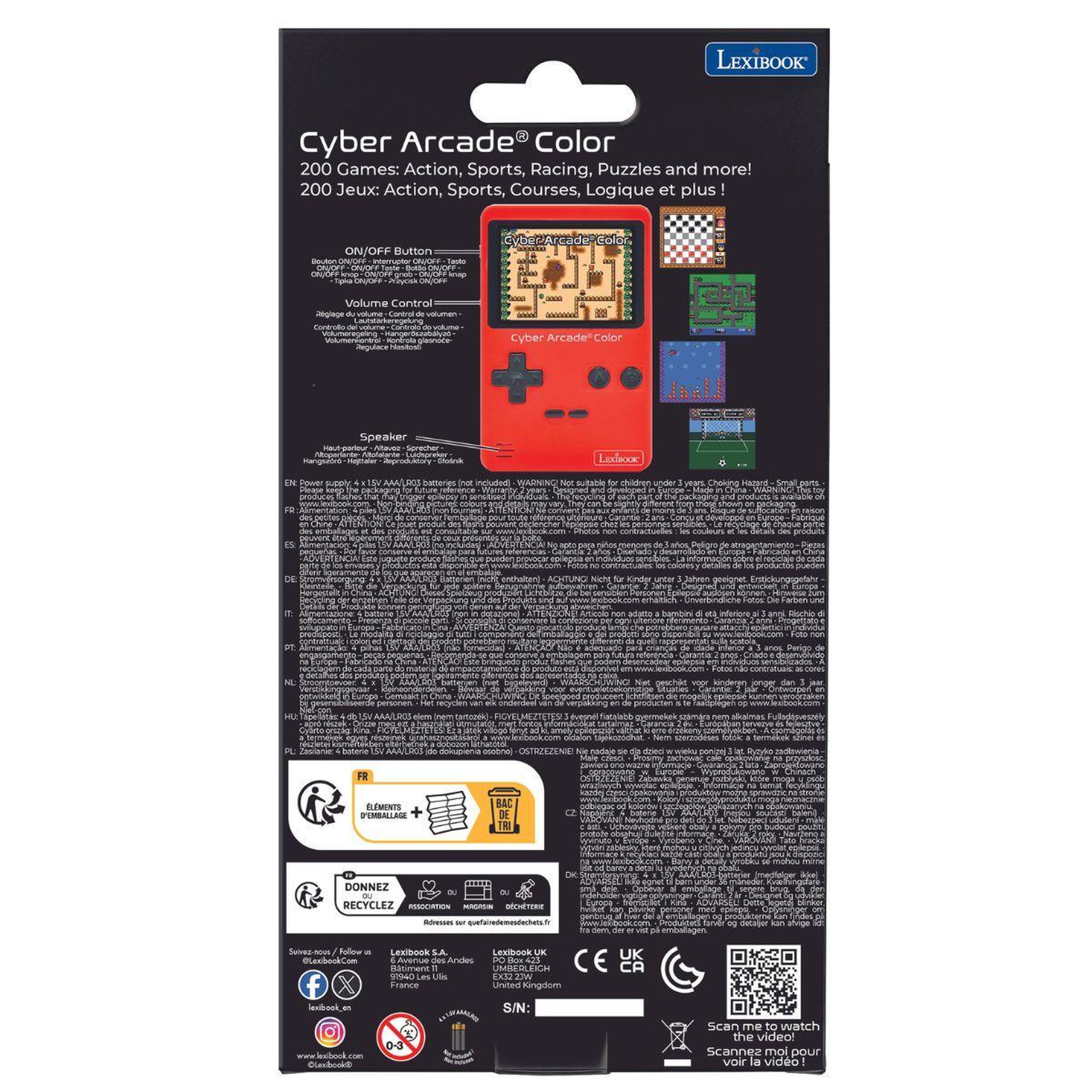Voir la diapositive 4 : Lexibook Console portable Classic Cyber Arcade - 2.8'' 200 jeux