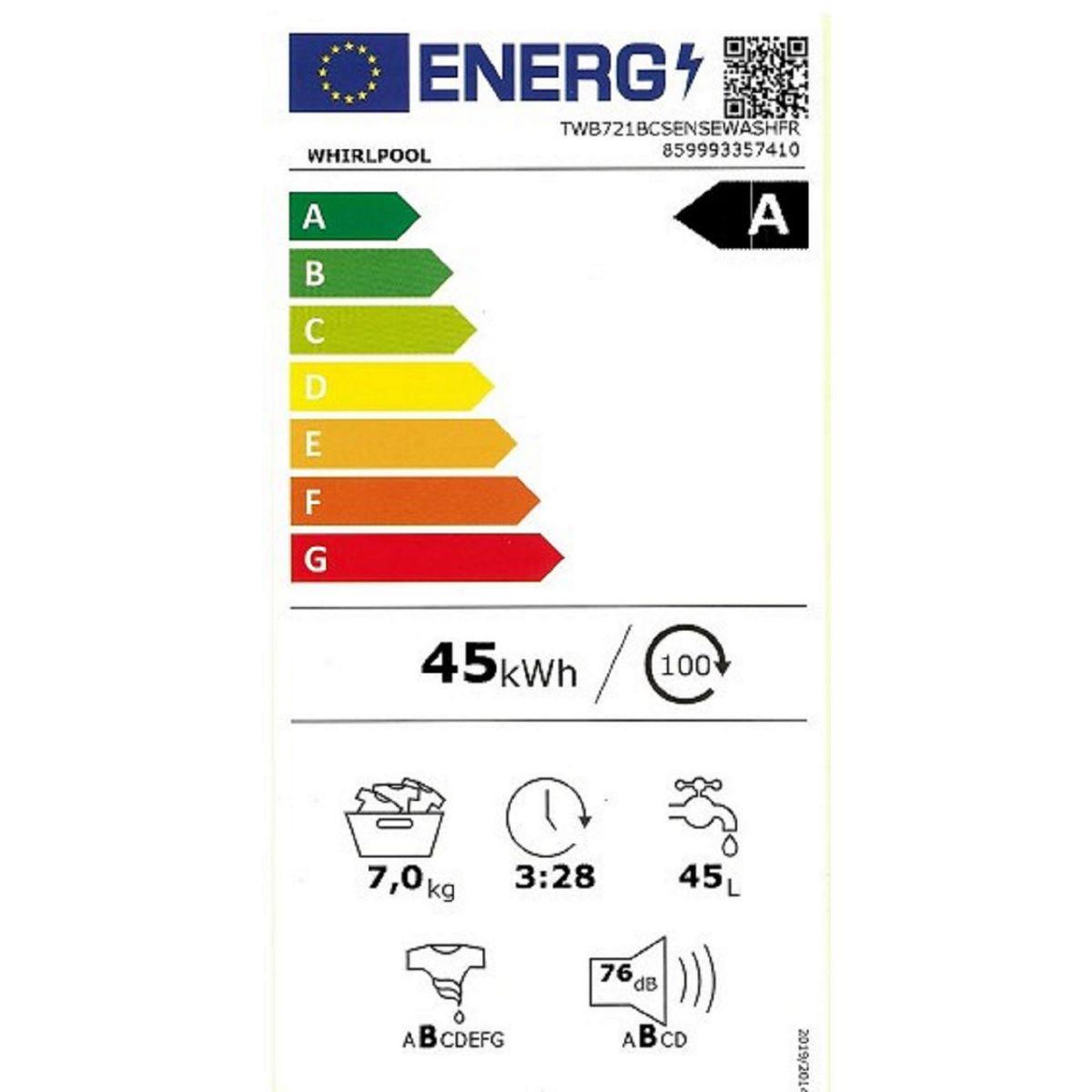 Voir la diapositive 6 : Whirlpool Lave linge top TWB721BCSENSEWASHFR - 7 kg - 1200 tr/min - Classe A - Moteur induction