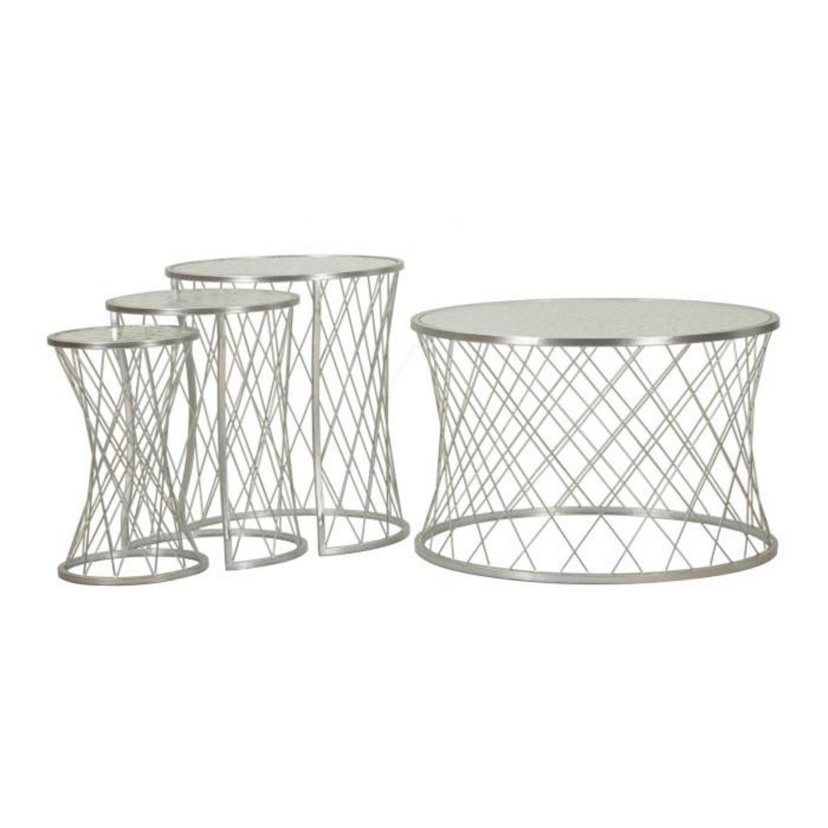 Paris Prix Lot de 4 Tables d'Appoint Design  Noah  70cm Argent