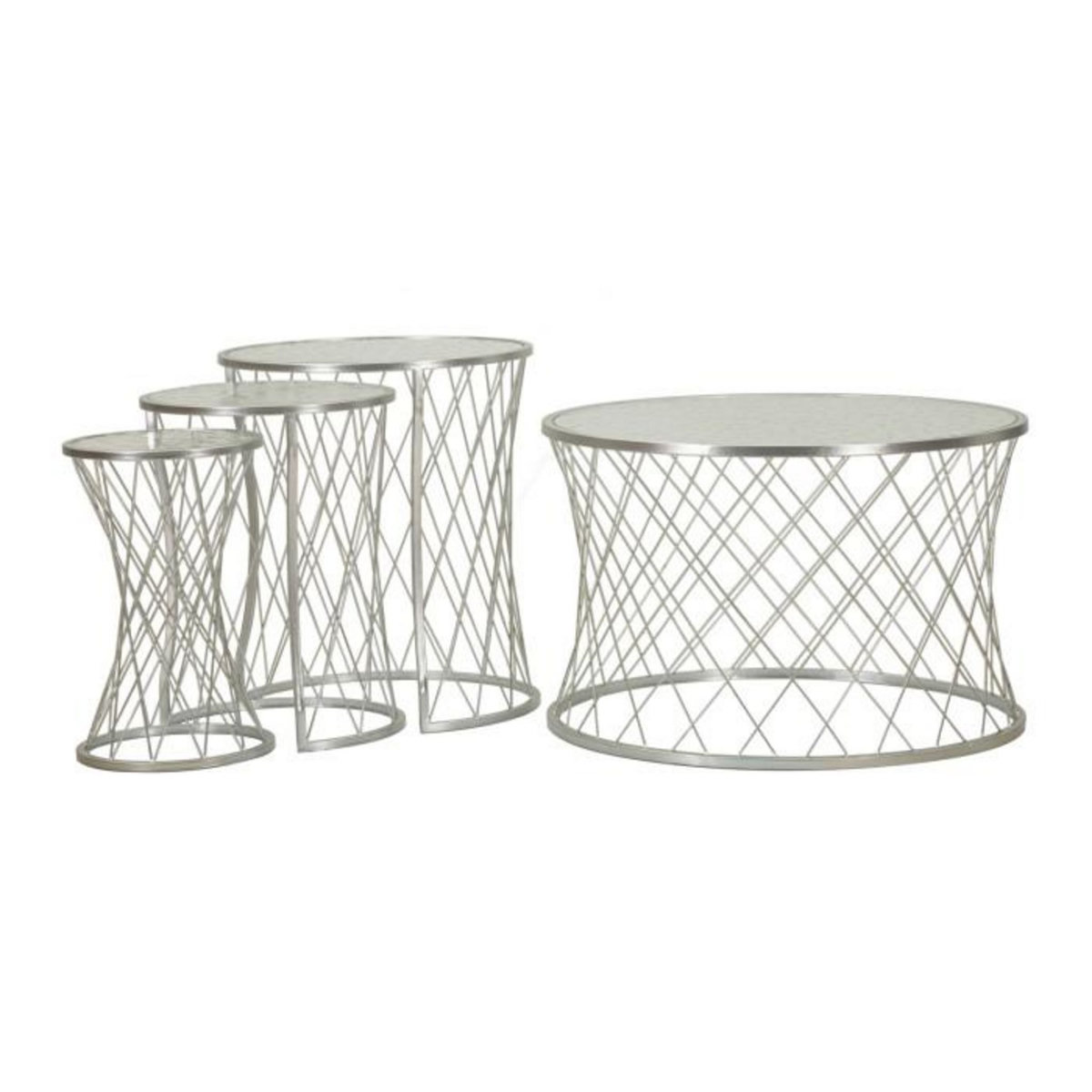 Paris Prix Lot de 4 Tables d'Appoint Design  Noah  70cm Argent