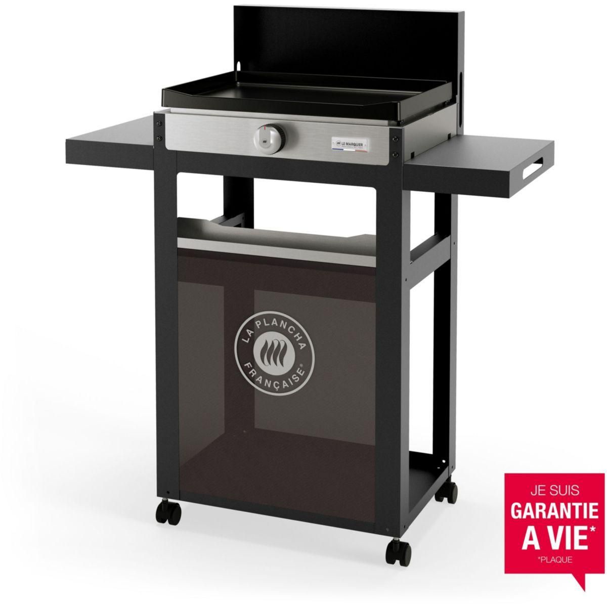 Le marquier Plancha électrique 150 DUO noir gris sur chariot, 50x35 cm