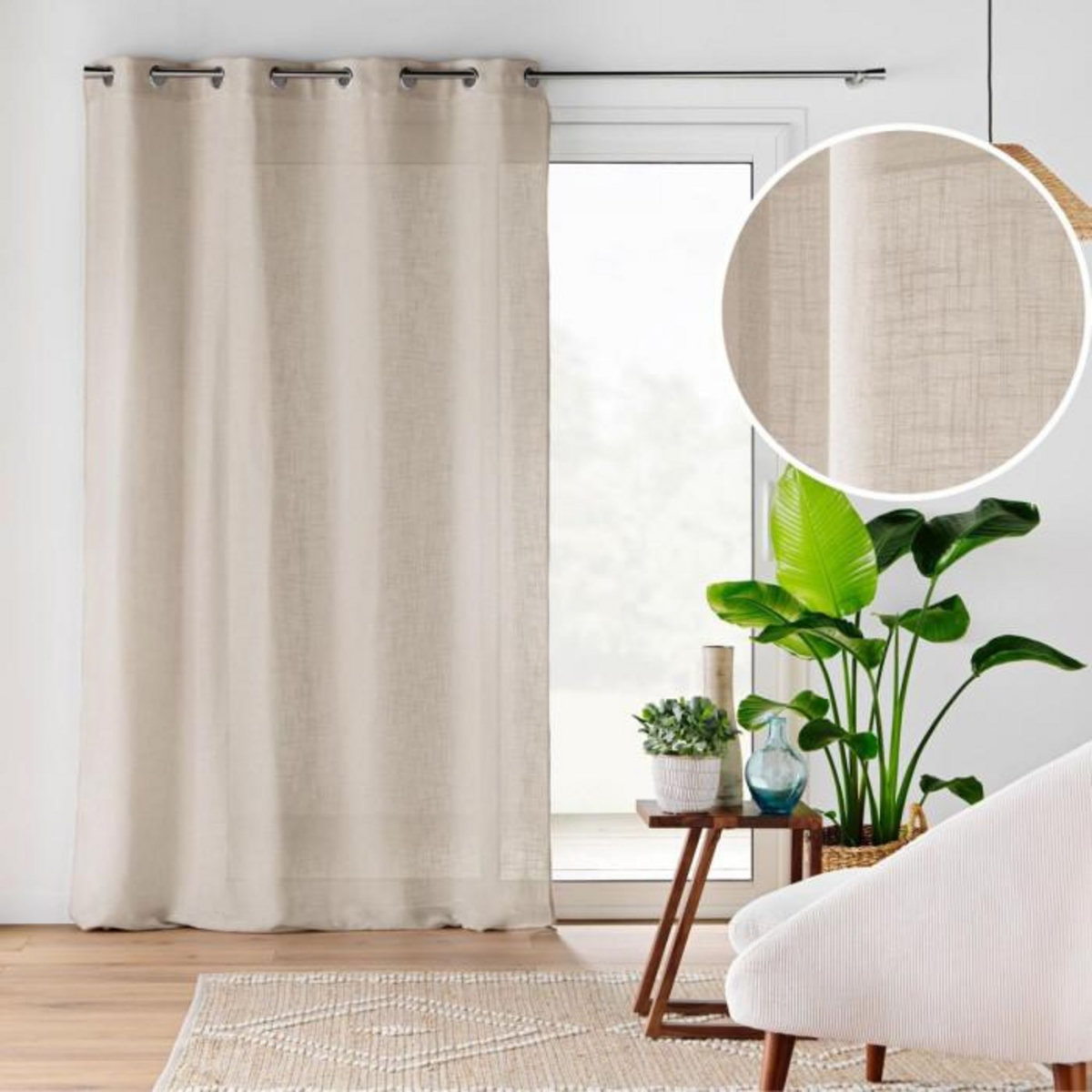 Paris Prix Rideau Voilage à Œillets  Cloris  140x240cm Taupe